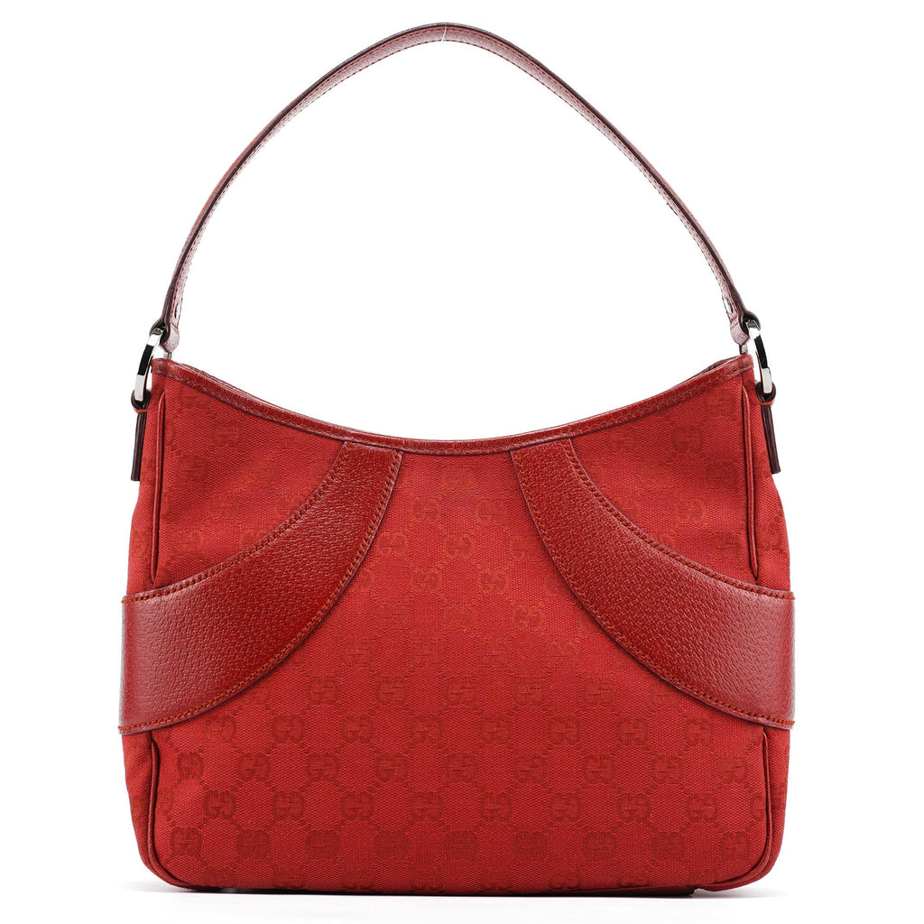 Red GG Leather Shoulder Bag