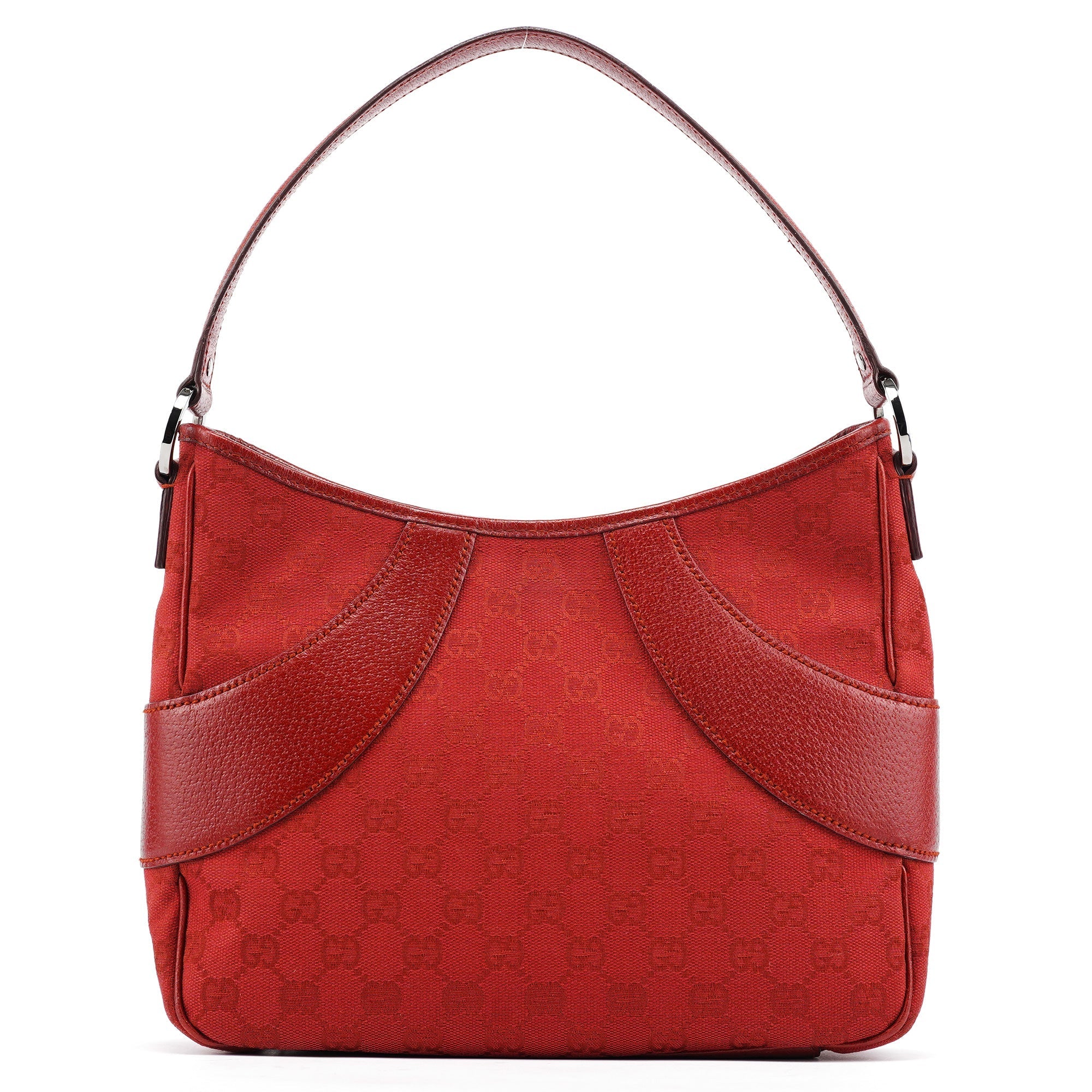Red GG Leather Shoulder Bag