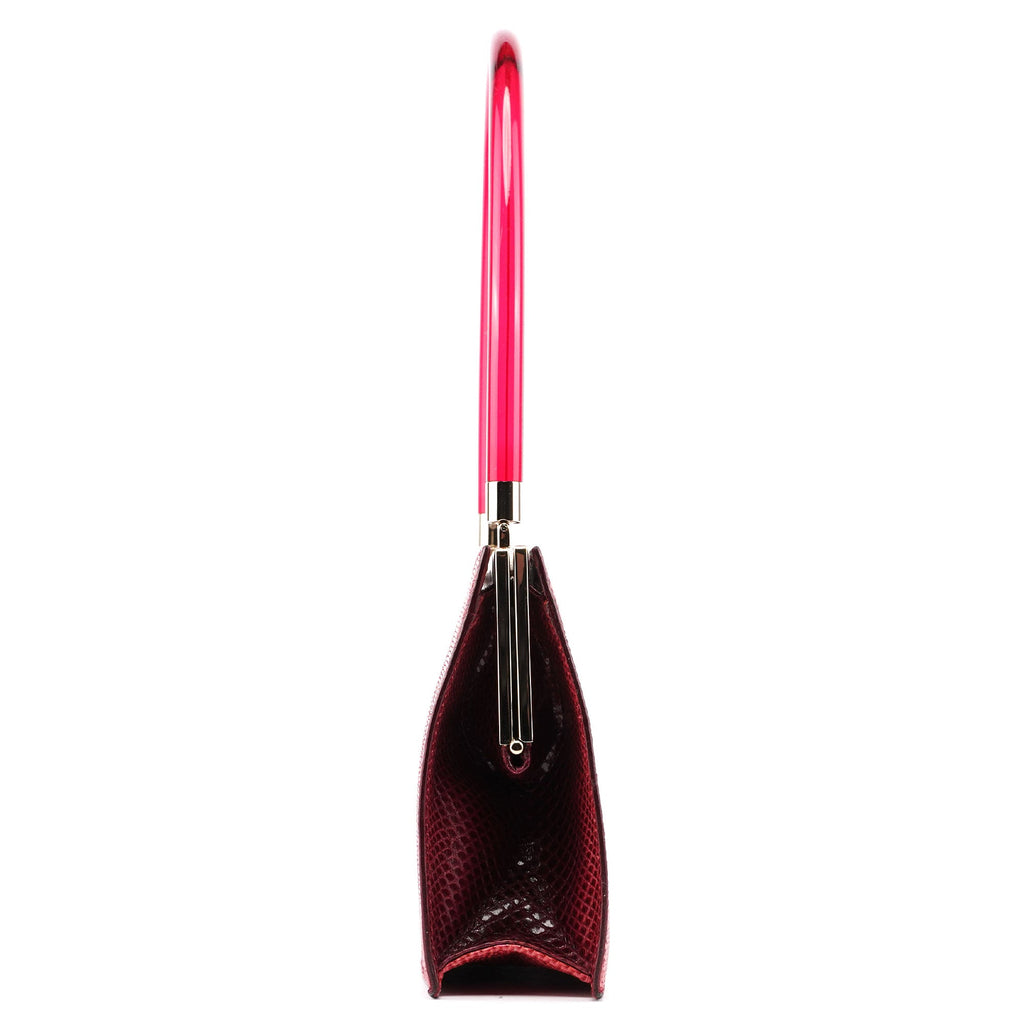 Red Karung Snakeskin Plastic Handle Bag