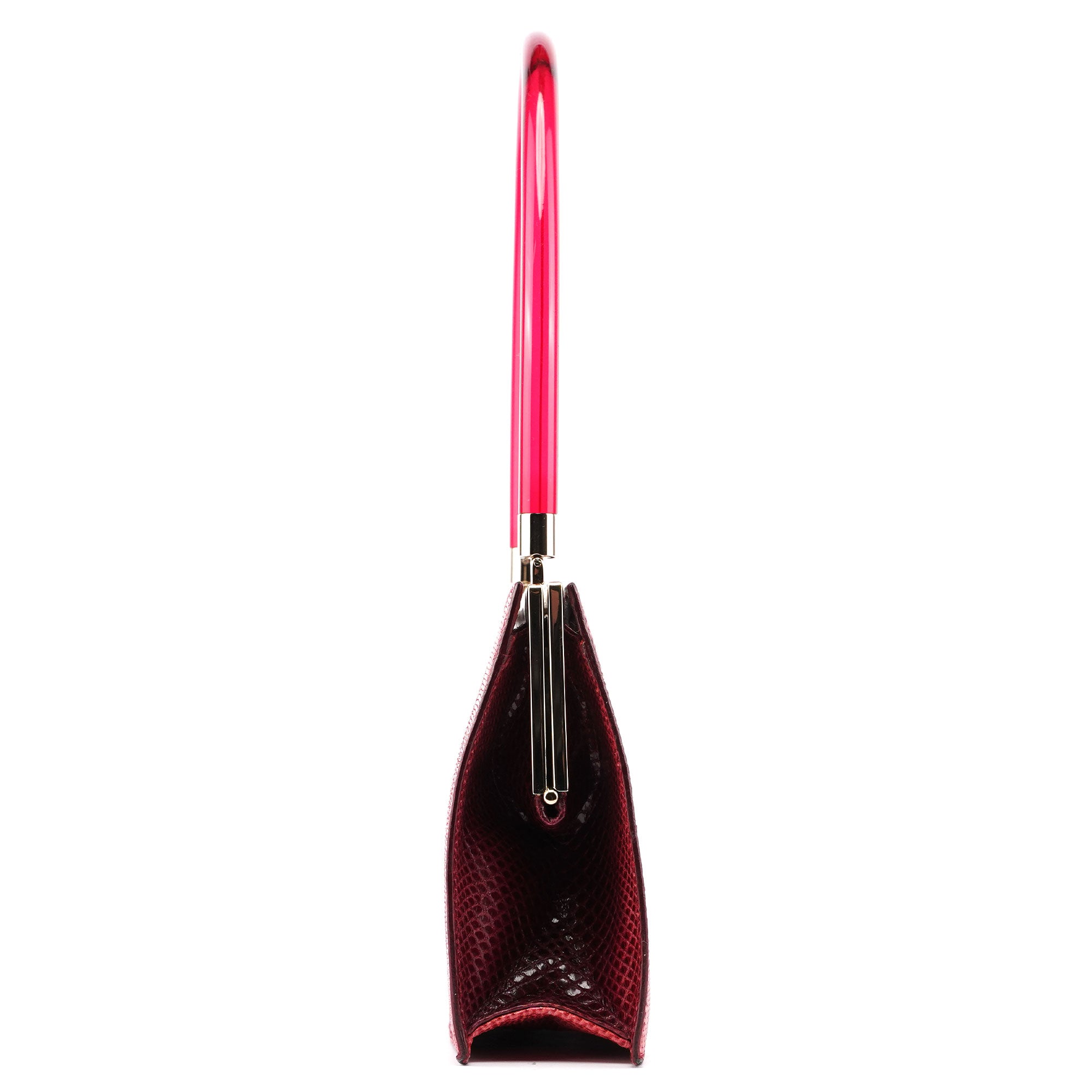 Red Karung Snakeskin Plastic Handle Bag
