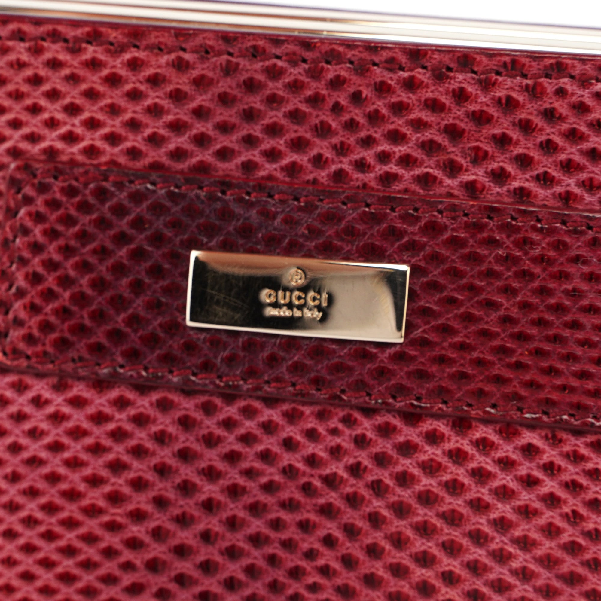 Red Karung Snakeskin Plastic Handle Bag