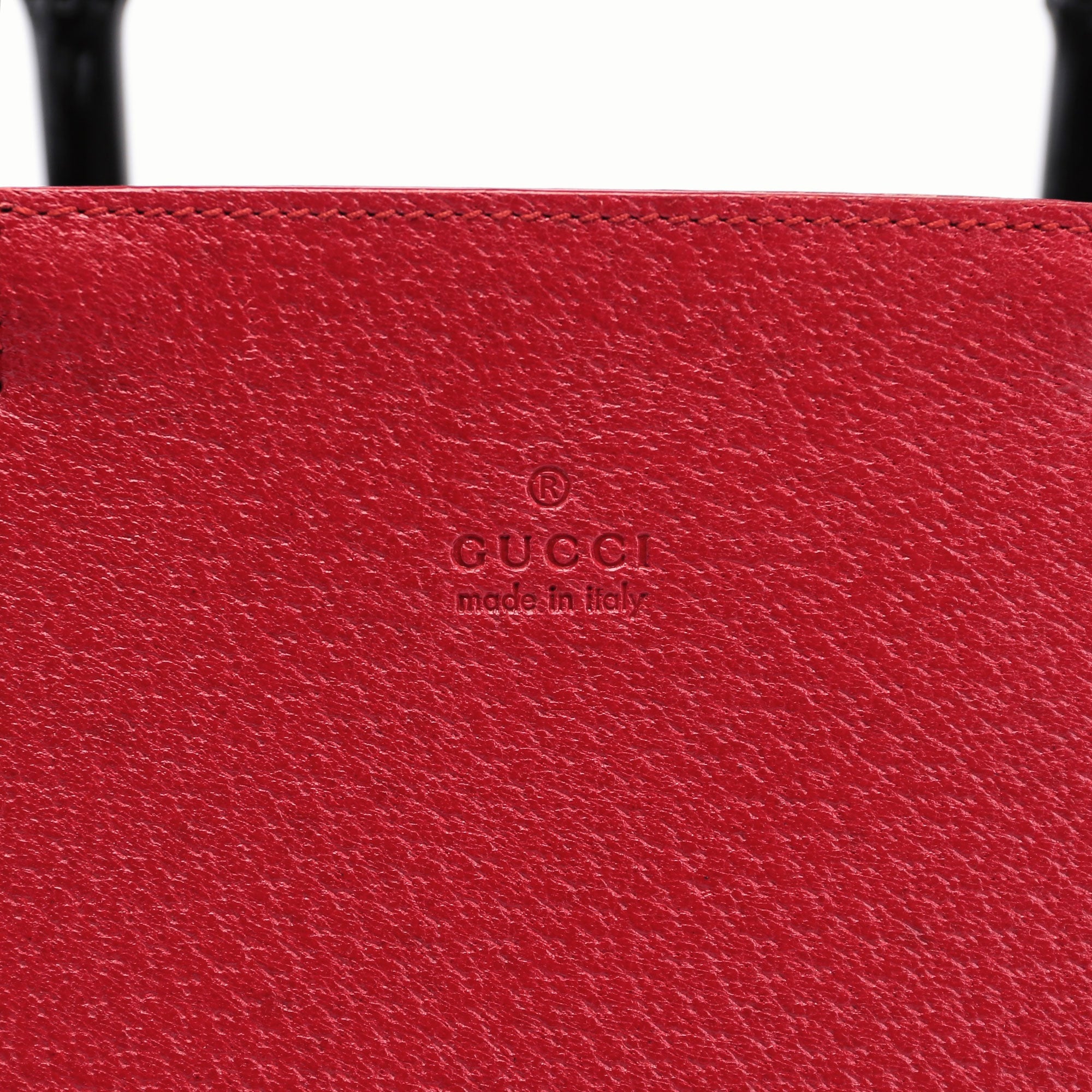Red Leather Bamboo Tote Bag