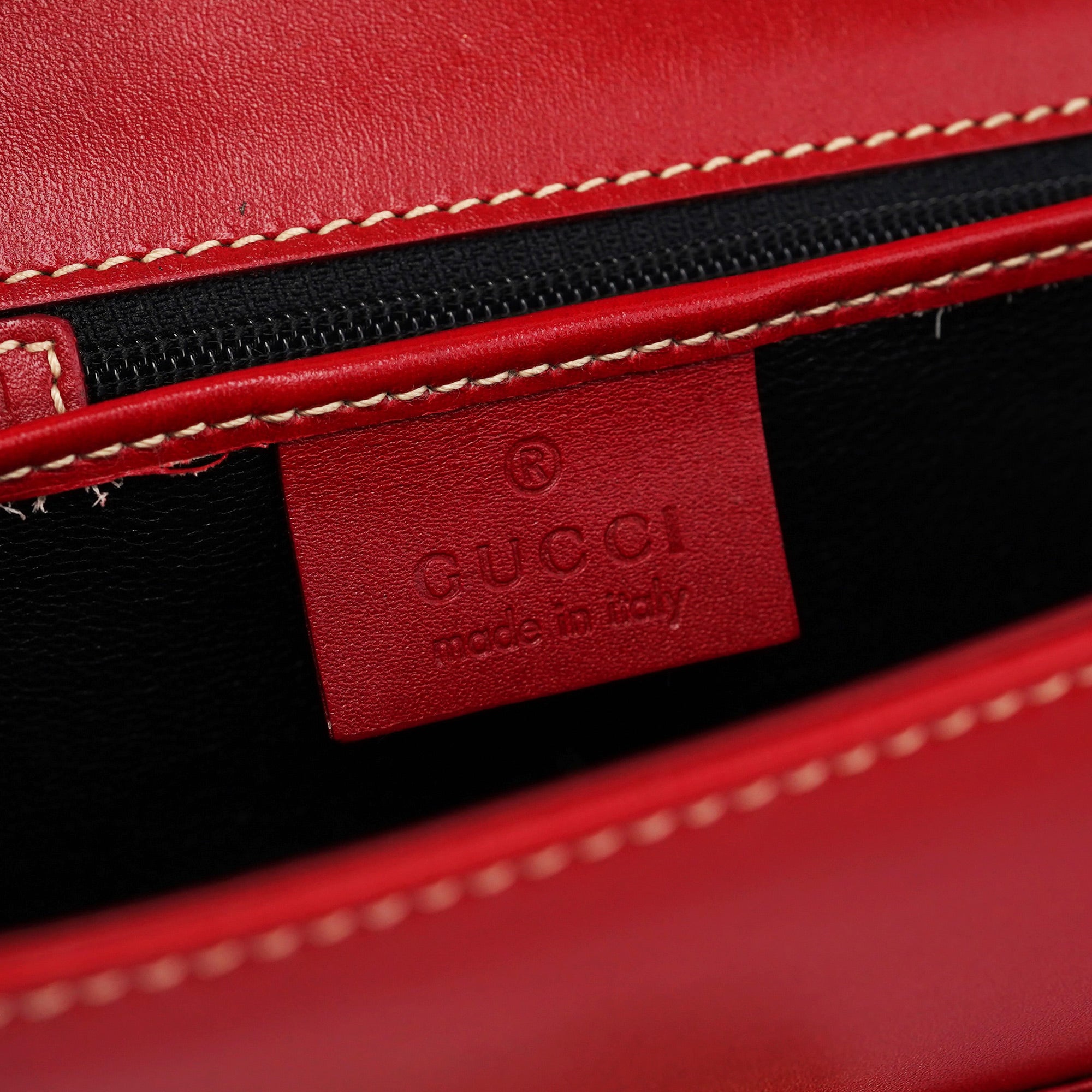 Red Leather Lady Lock Shoulder Bag