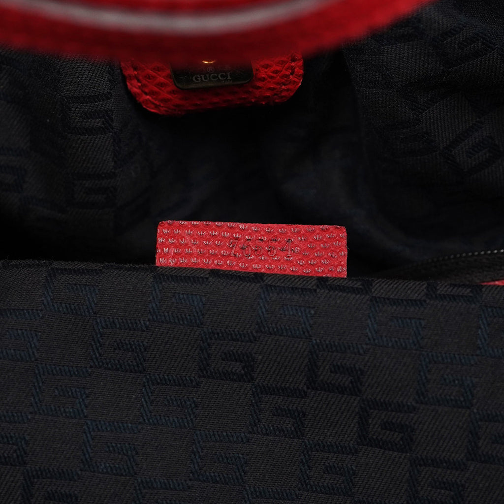 Red Lizard Embossed Dual Handle Bag