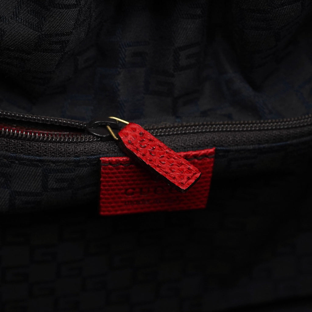Red Lizard Embossed Dual Handle Bag