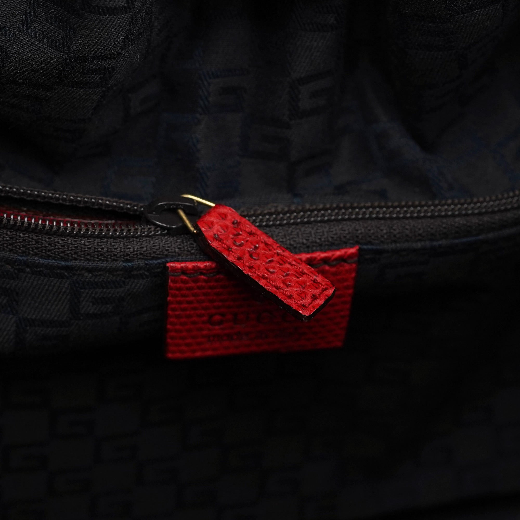 Red Lizard Embossed Dual Handle Bag