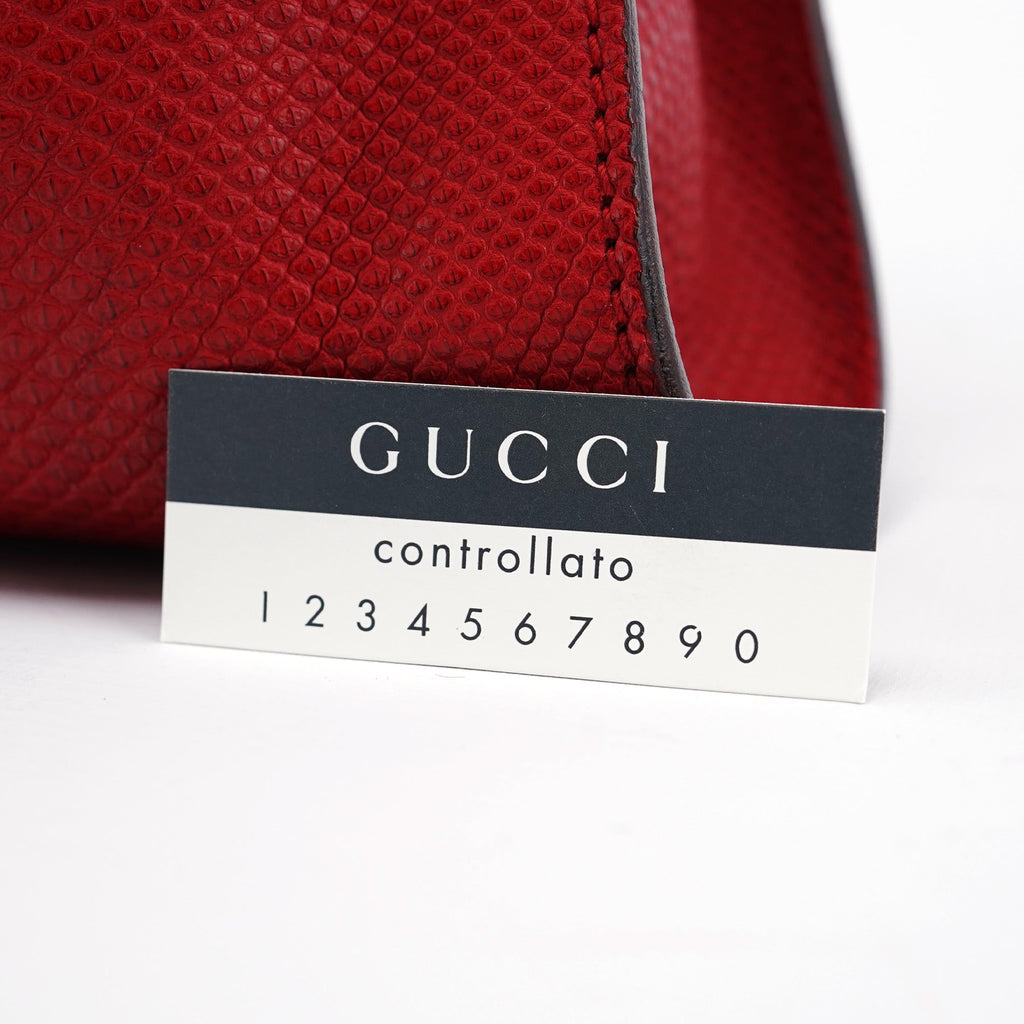 Red Lizard Embossed Dual Handle Bag