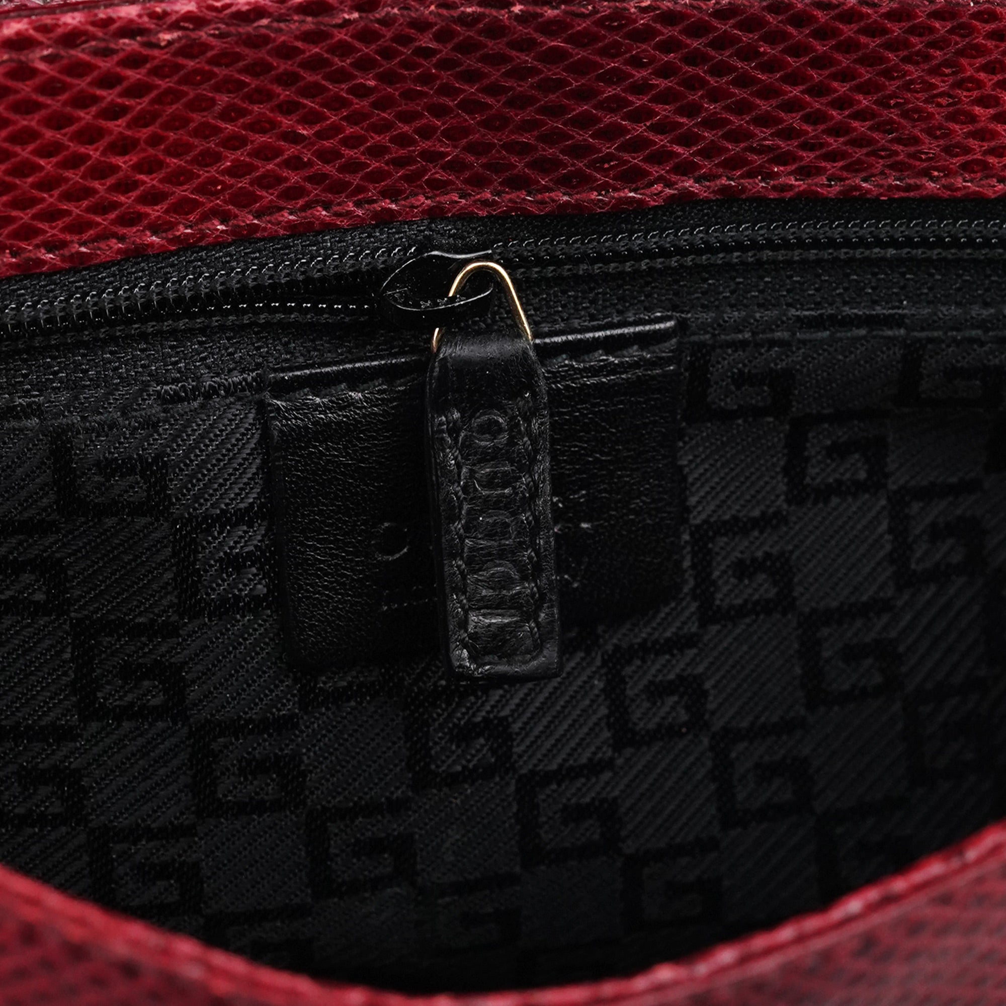 Red Lizard Flap Shoulder Bag