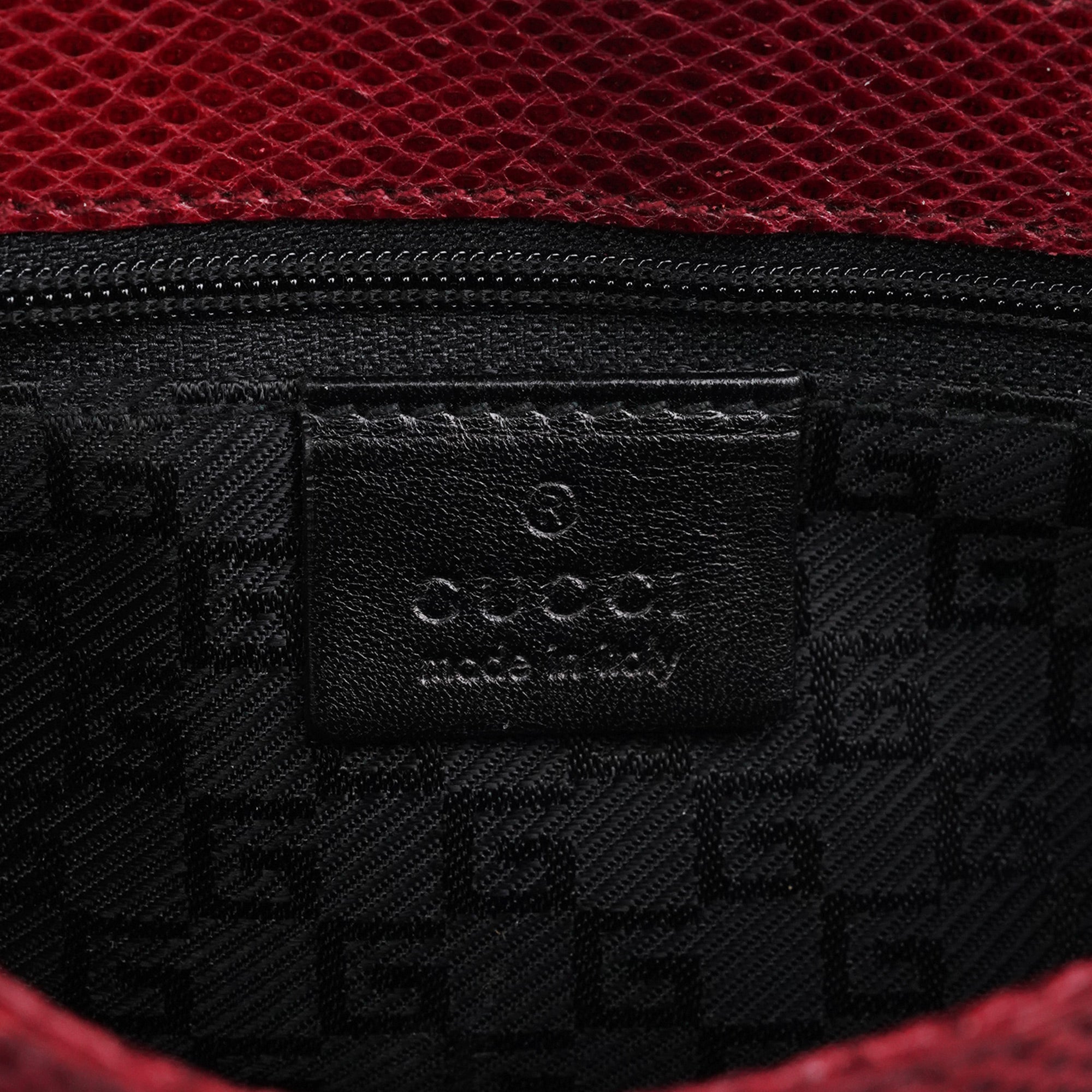 Red Lizard Flap Shoulder Bag