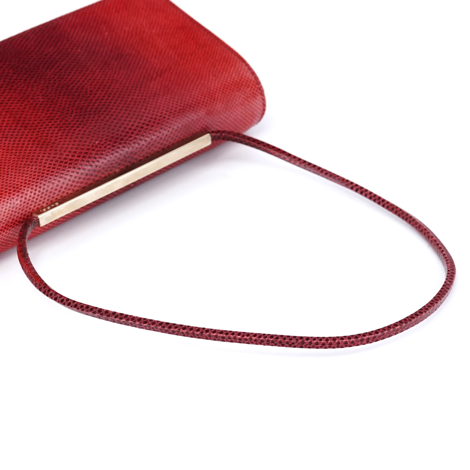 Red Lizard Flap Shoulder Bag