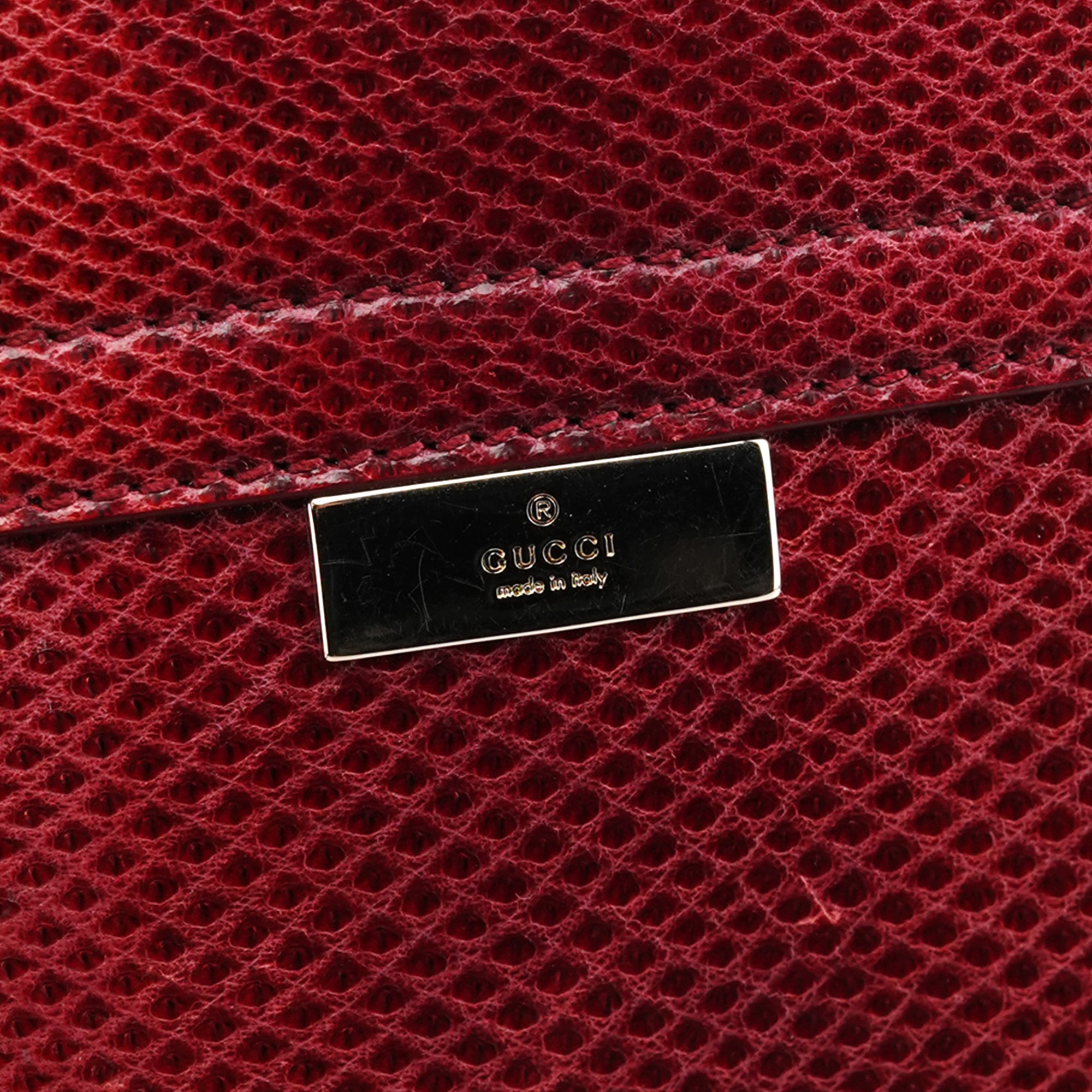 Red Lizard Flap Shoulder Bag
