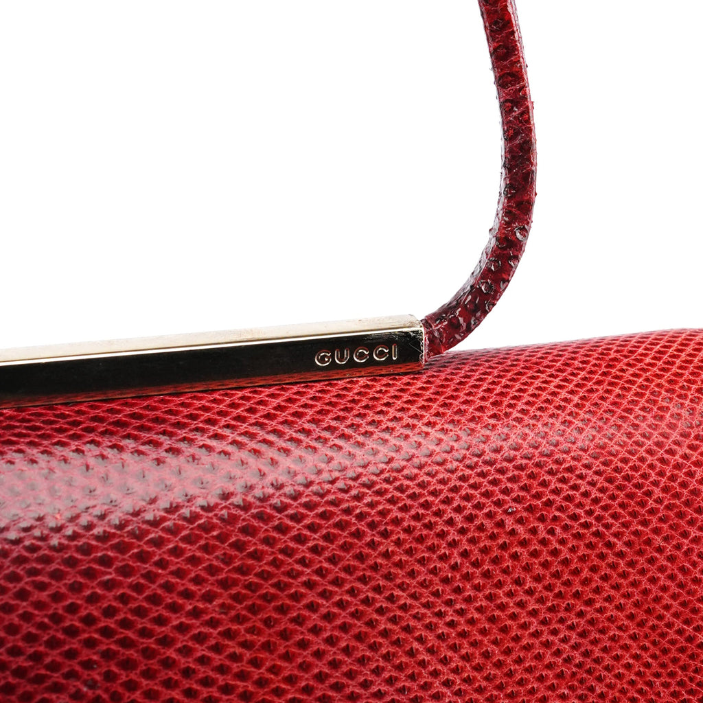 Red Lizard Flap Shoulder Bag