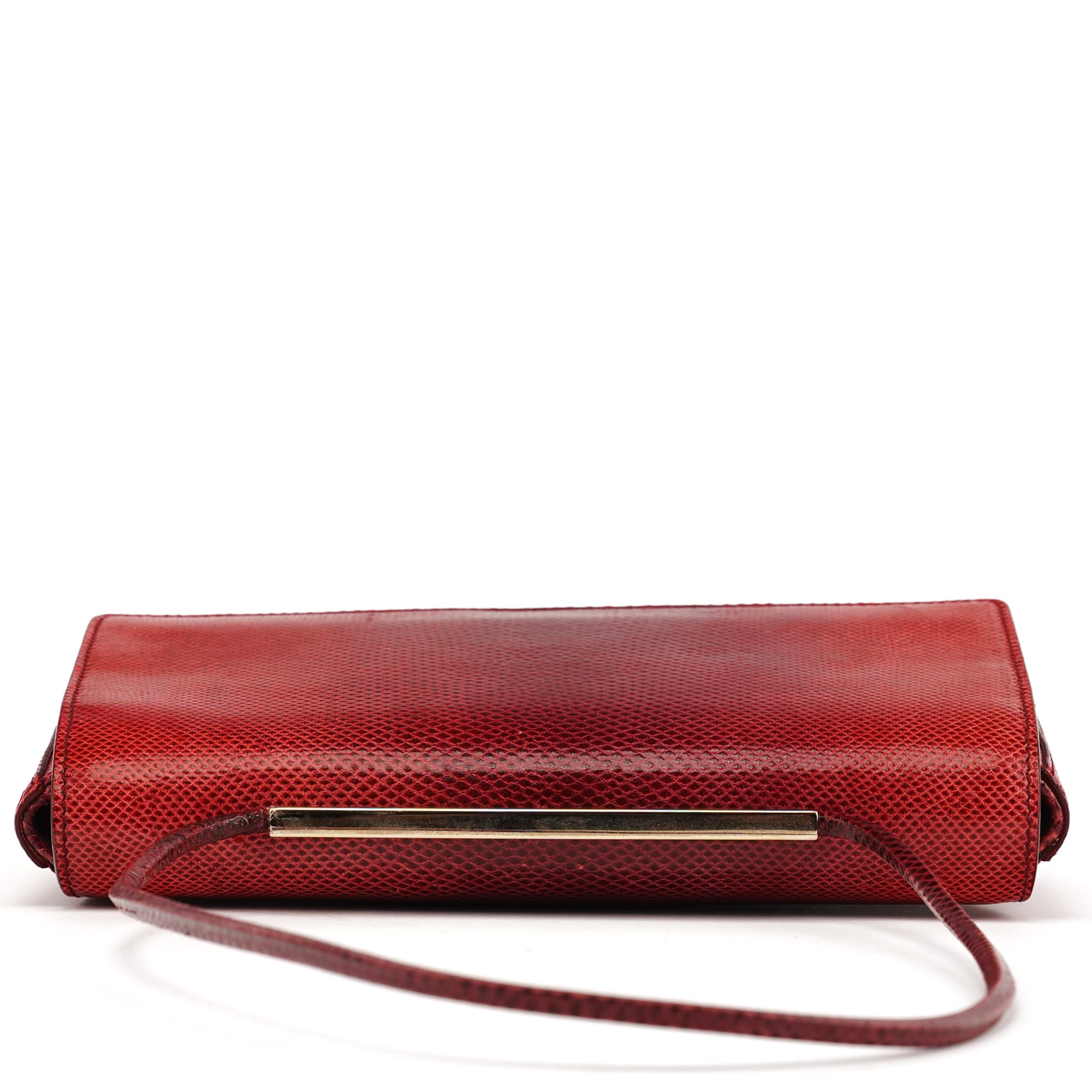Red Lizard Flap Shoulder Bag