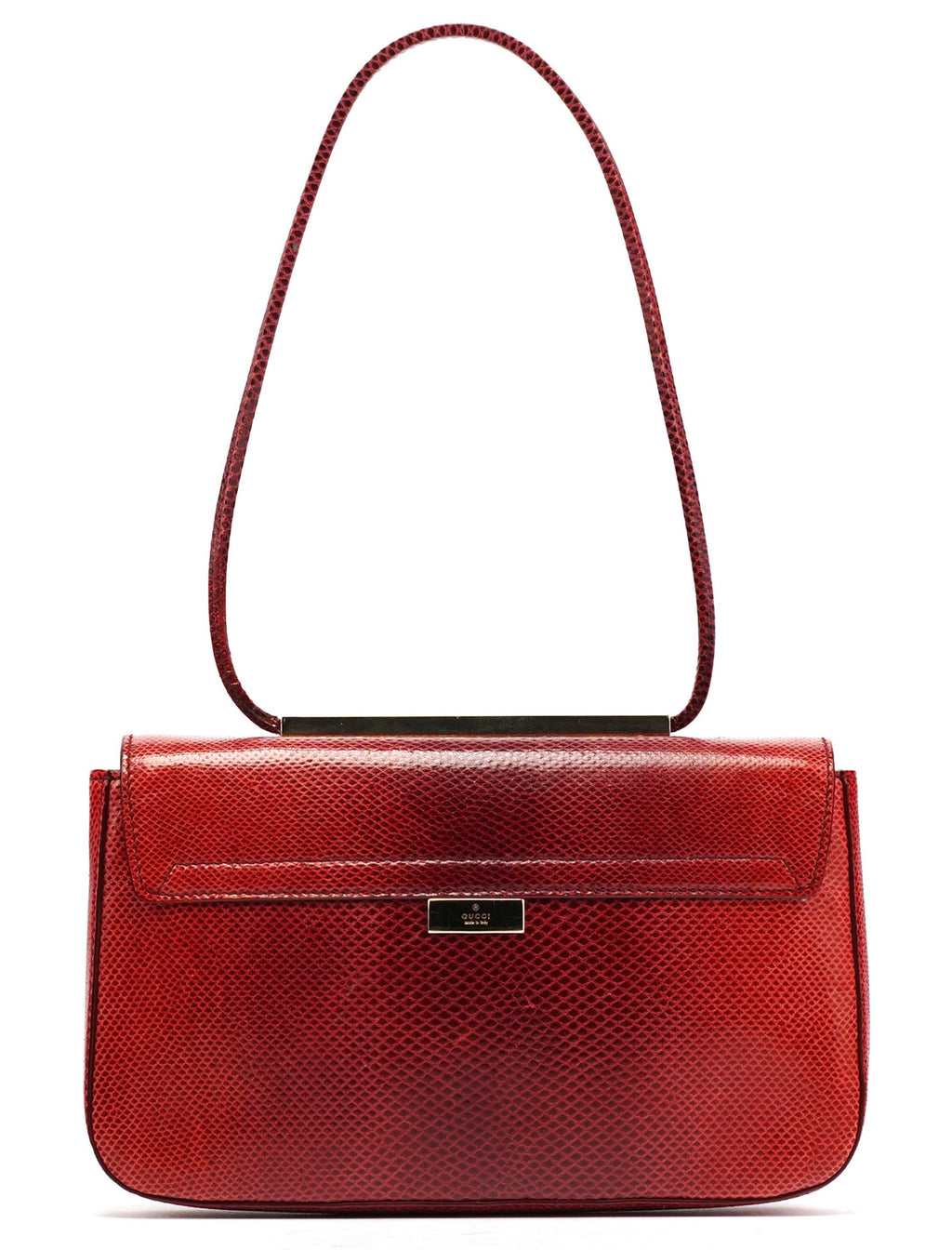 Red Lizard Flap Shoulder Bag