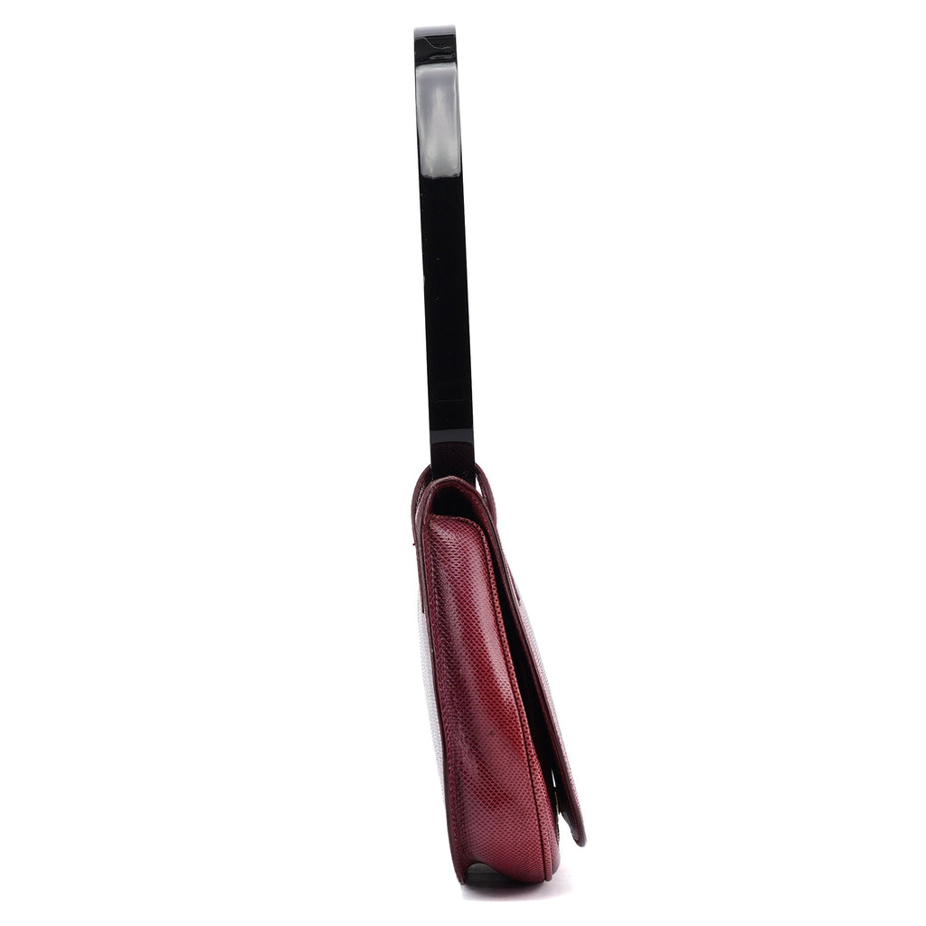 Red Lizard Plastic Handle Shoulder Bag