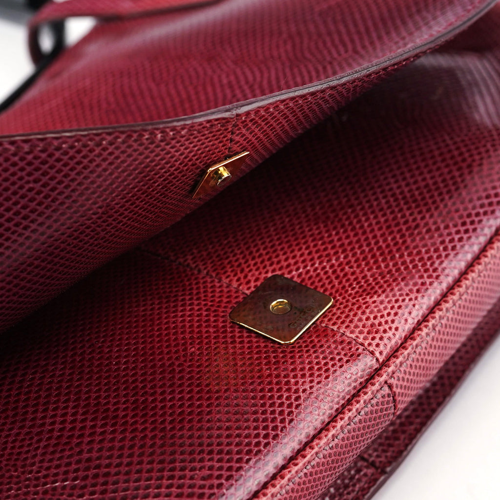 Red Lizard Plastic Handle Shoulder Bag