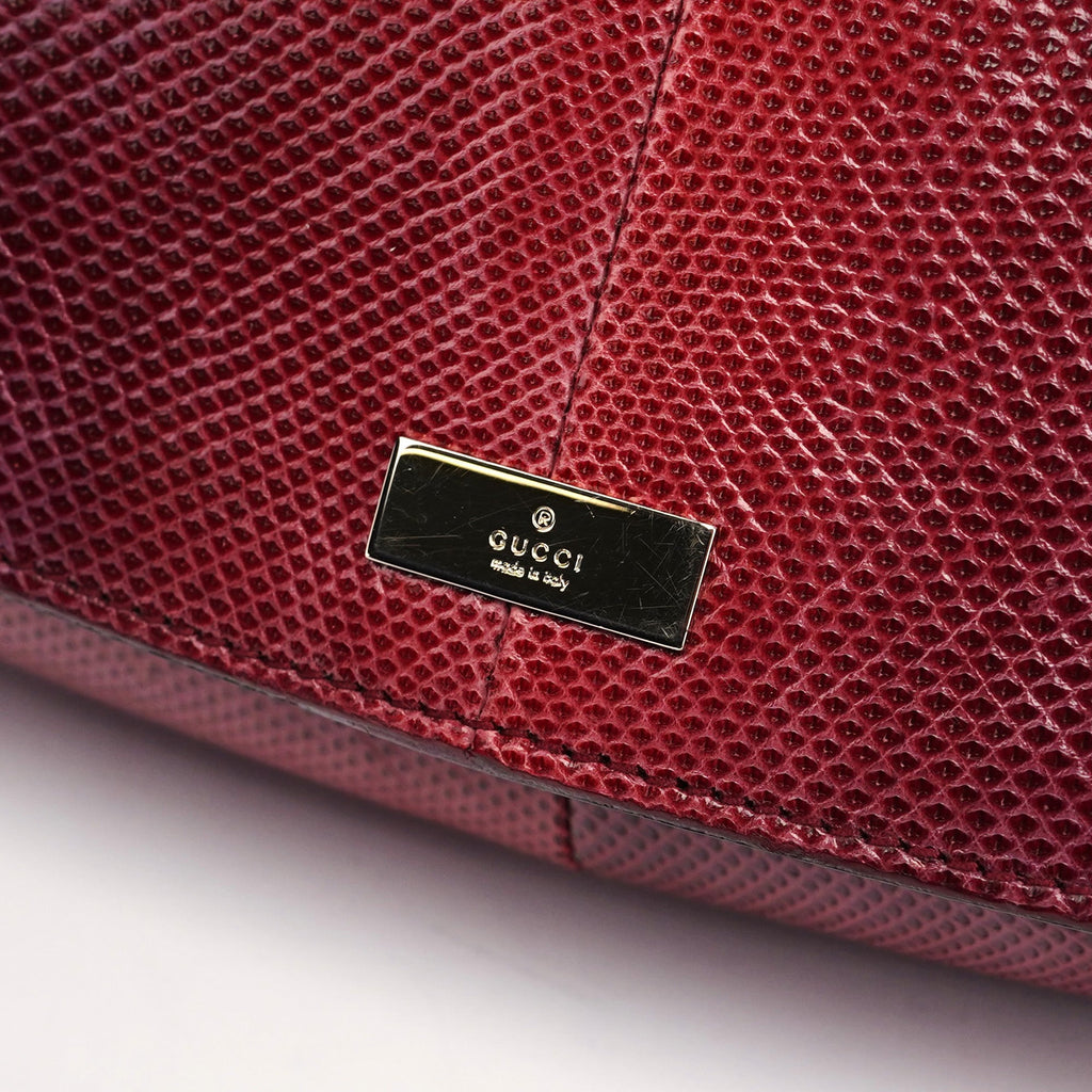 Red Lizard Plastic Handle Shoulder Bag