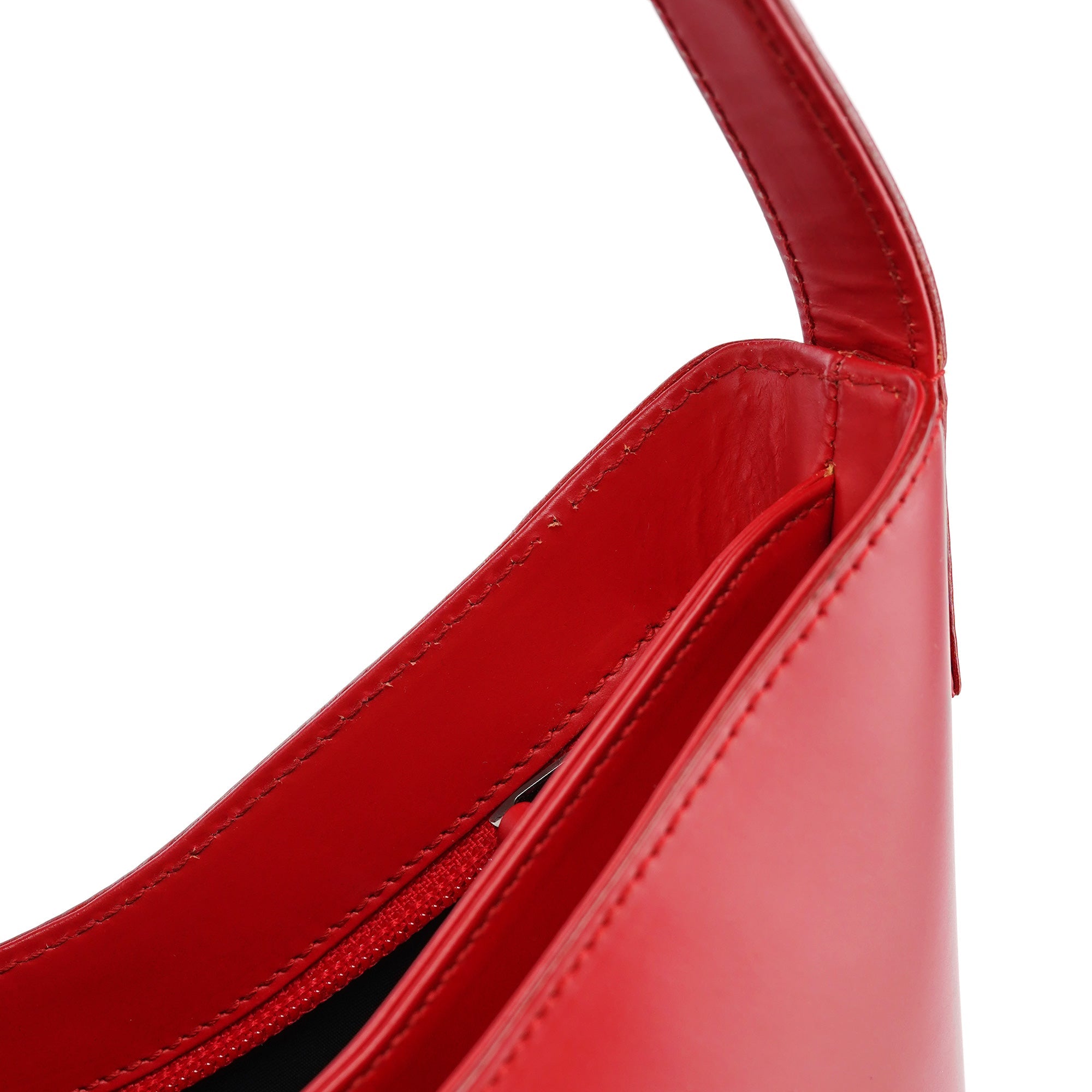 Red Matte Leather Shoulder Bag