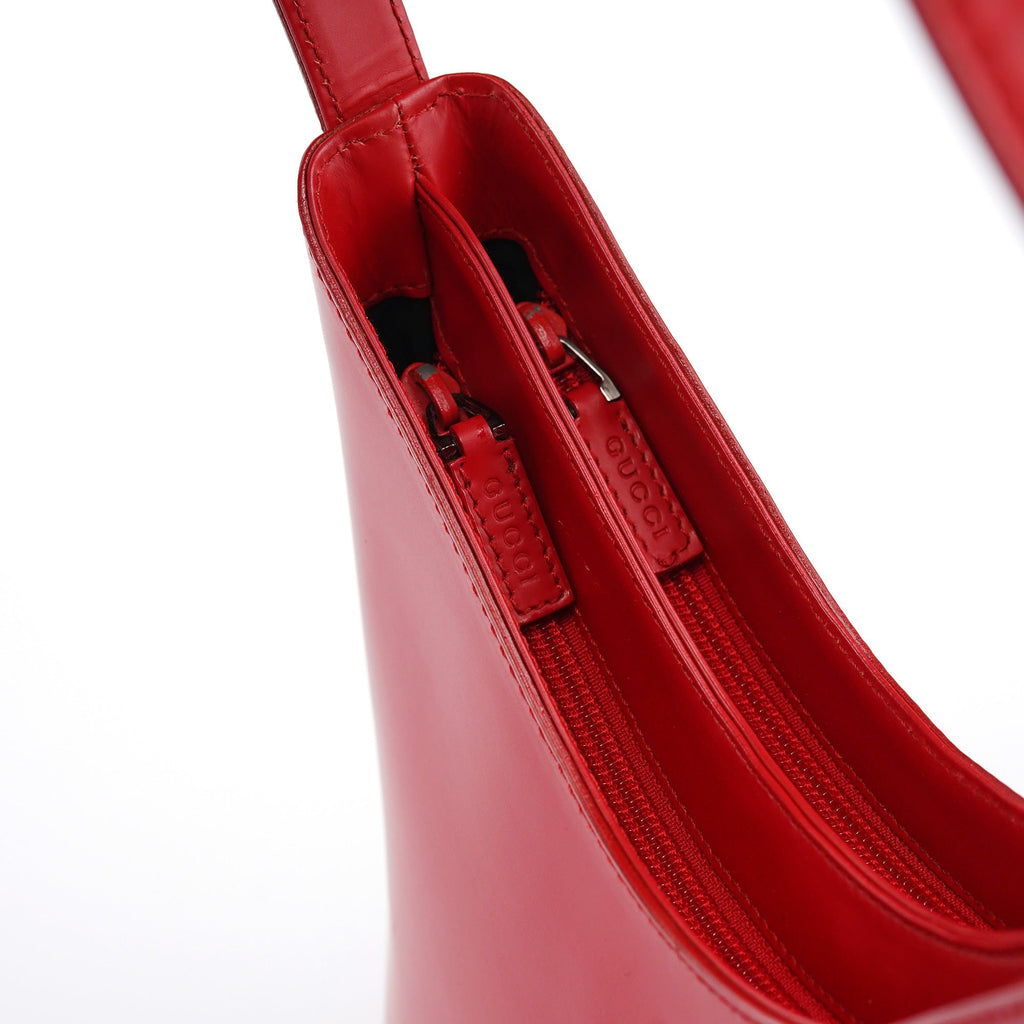 Red Matte Leather Shoulder Bag