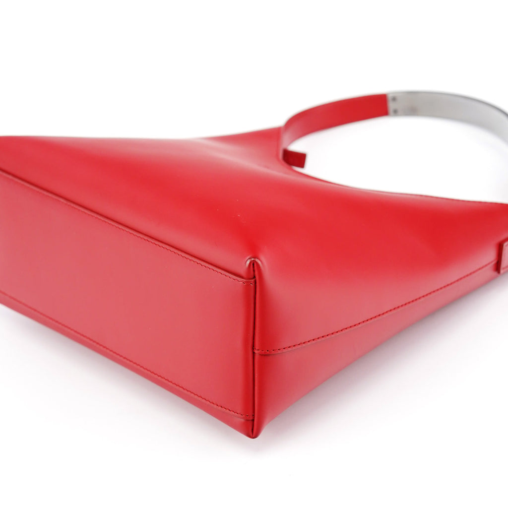 Red Matte Leather Shoulder Bag