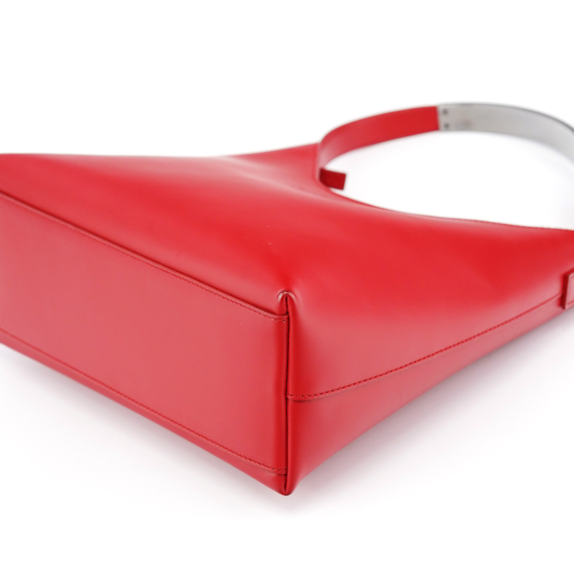 Red Matte Leather Shoulder Bag