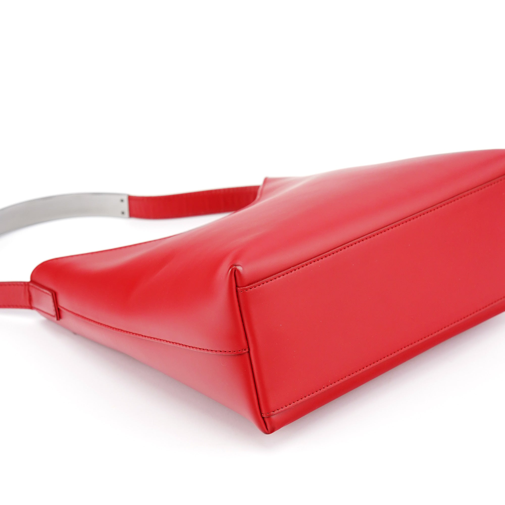 Red Matte Leather Shoulder Bag