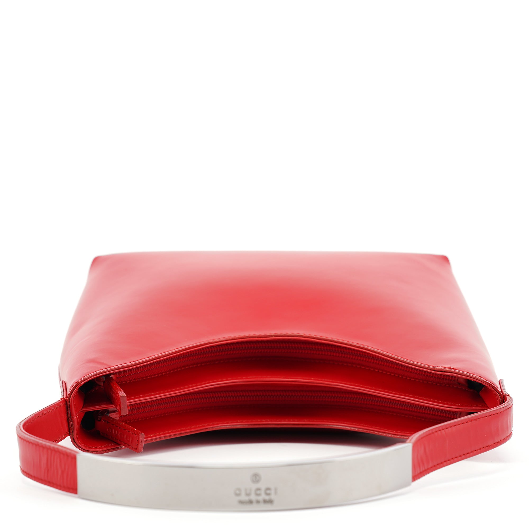Red Matte Leather Shoulder Bag