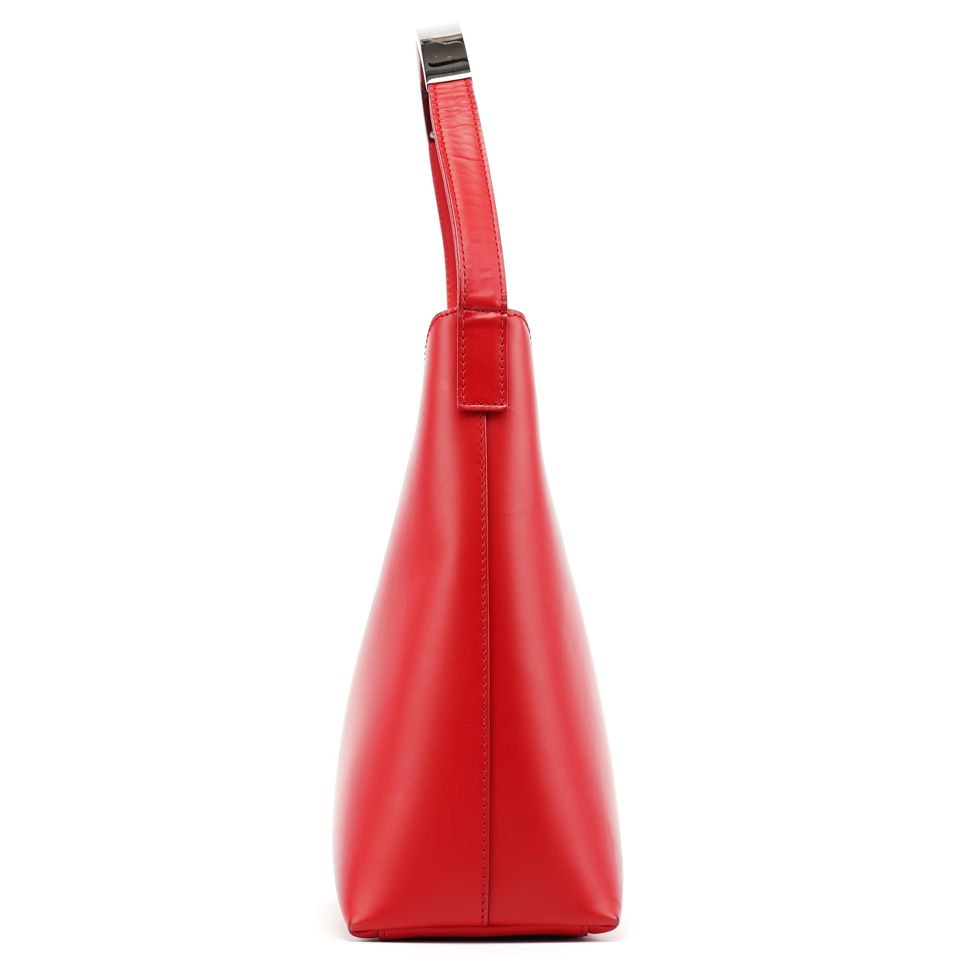 Red Matte Leather Shoulder Bag
