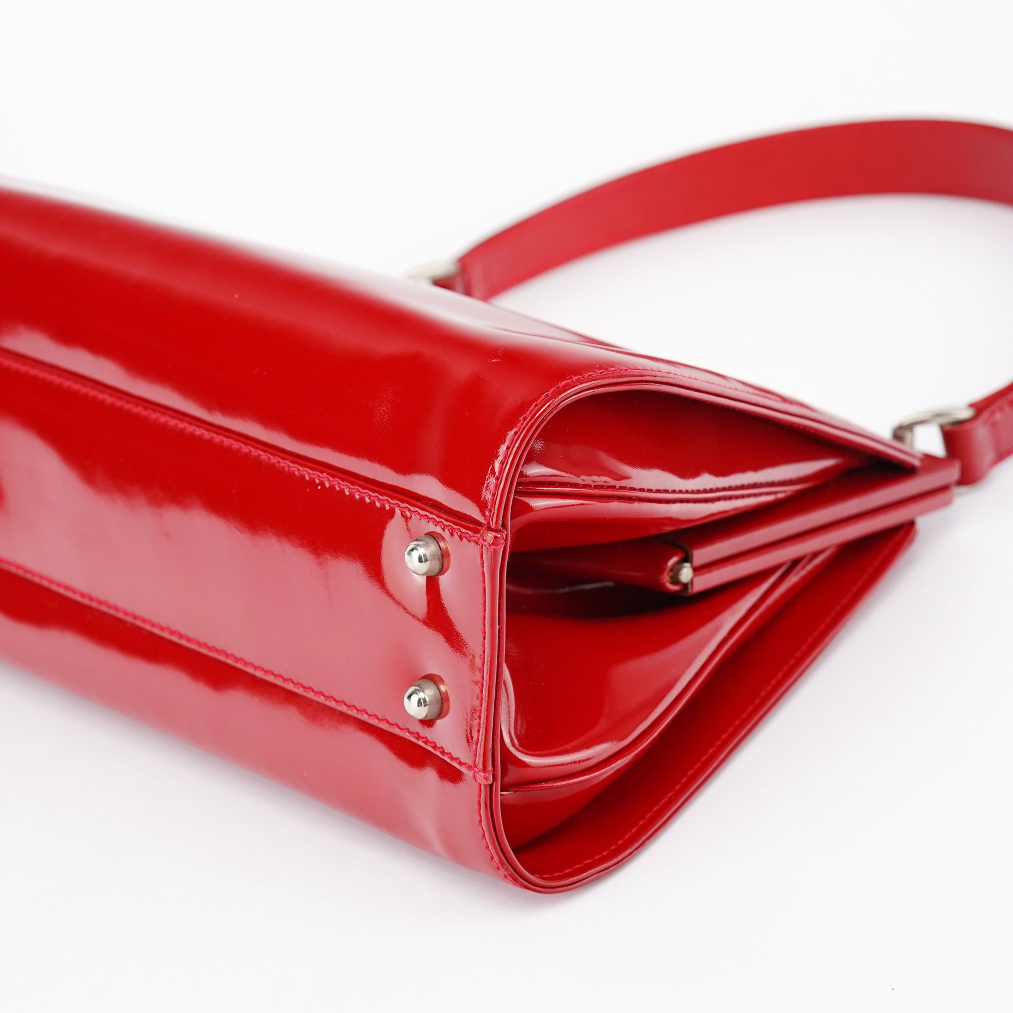 Red Patent Leather Clutch Handbag