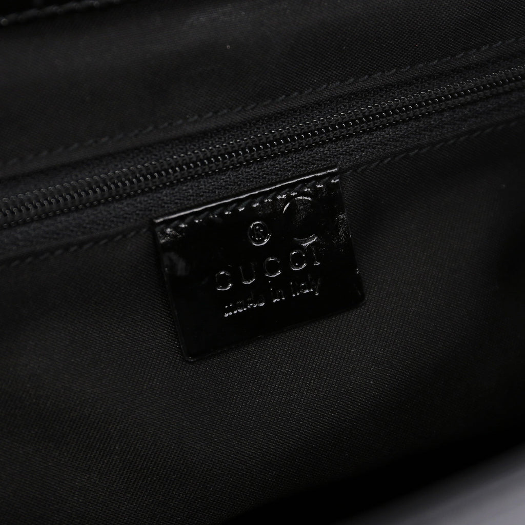 REPOST Black Patent Leather Bamboo Tote