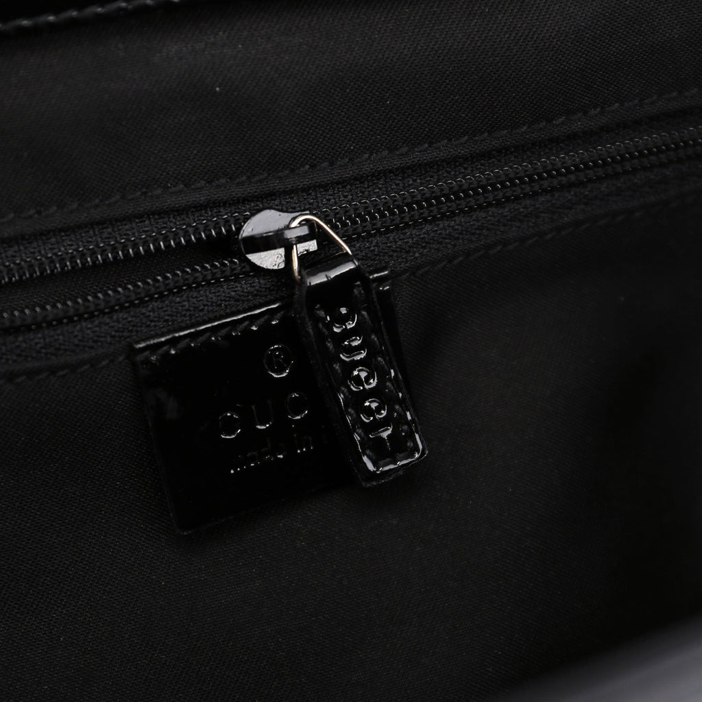REPOST Black Patent Leather Bamboo Tote