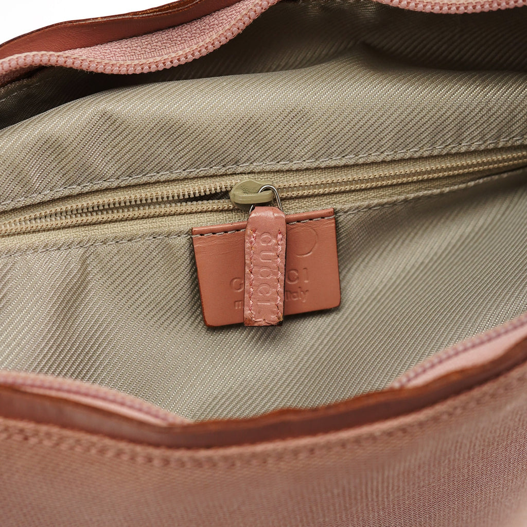 Soft Pink Canvas Leather Shoulder Bag