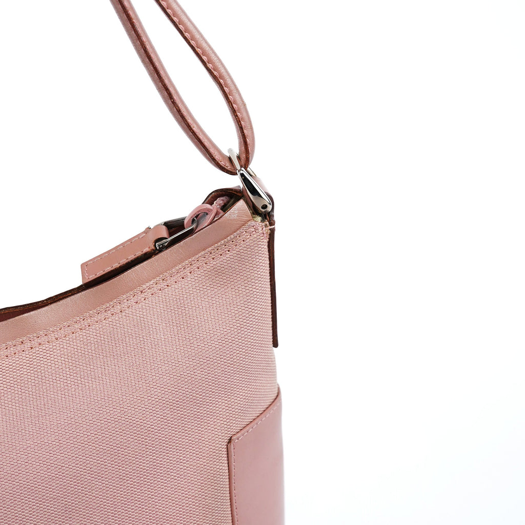 Soft Pink Canvas Leather Shoulder Bag