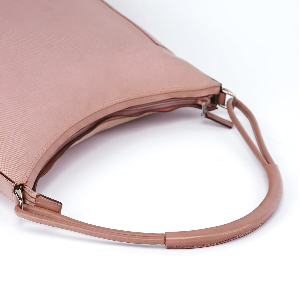 Soft Pink Canvas Leather Shoulder Bag