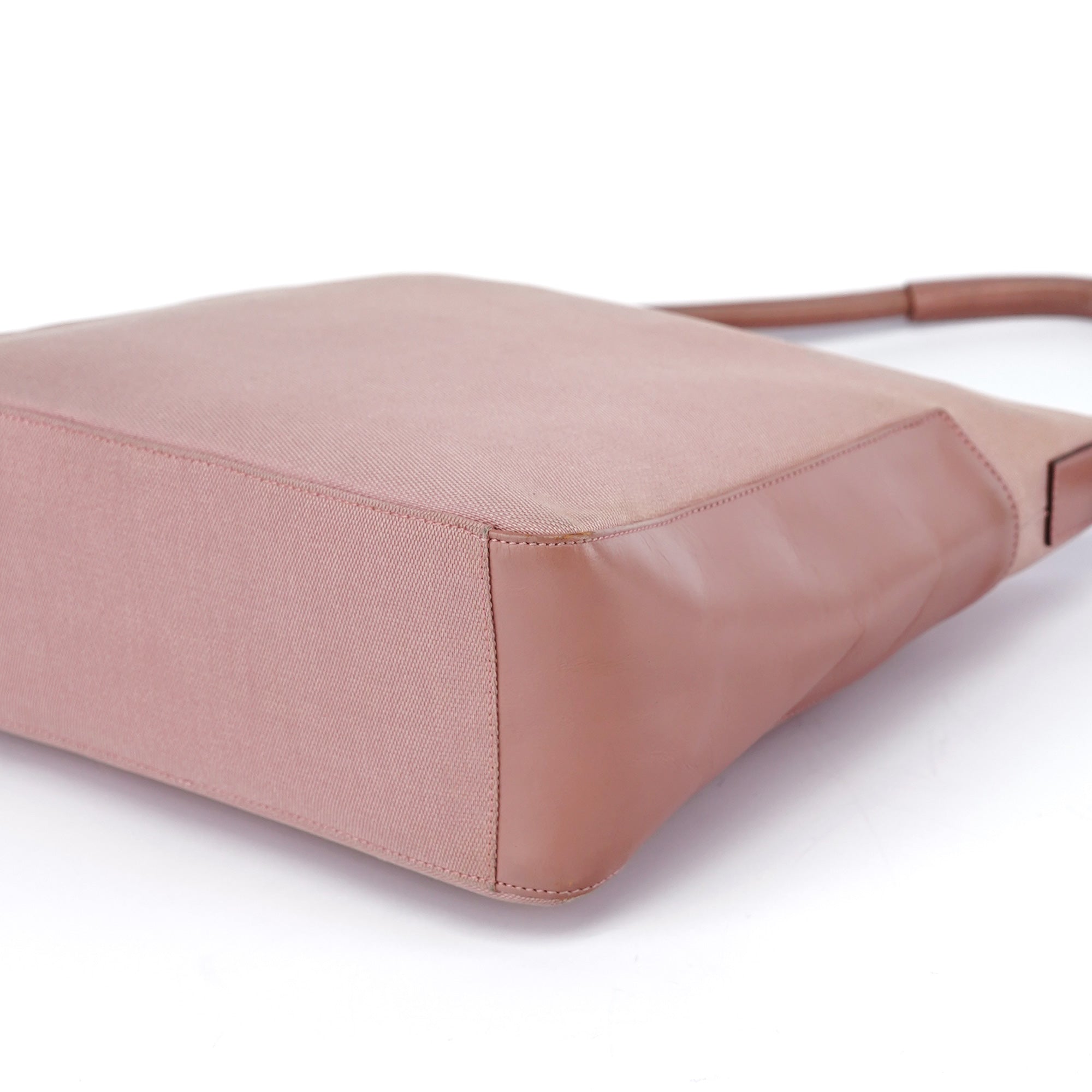 Soft Pink Canvas Leather Shoulder Bag