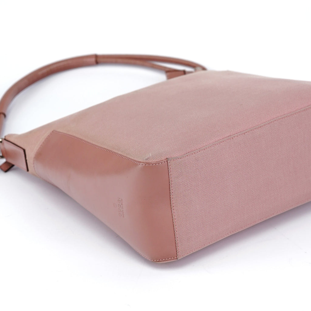 Soft Pink Canvas Leather Shoulder Bag