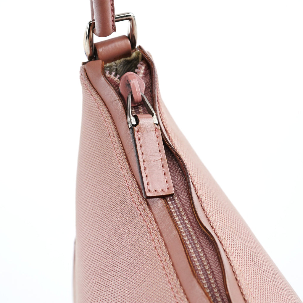 Soft Pink Canvas Leather Shoulder Bag