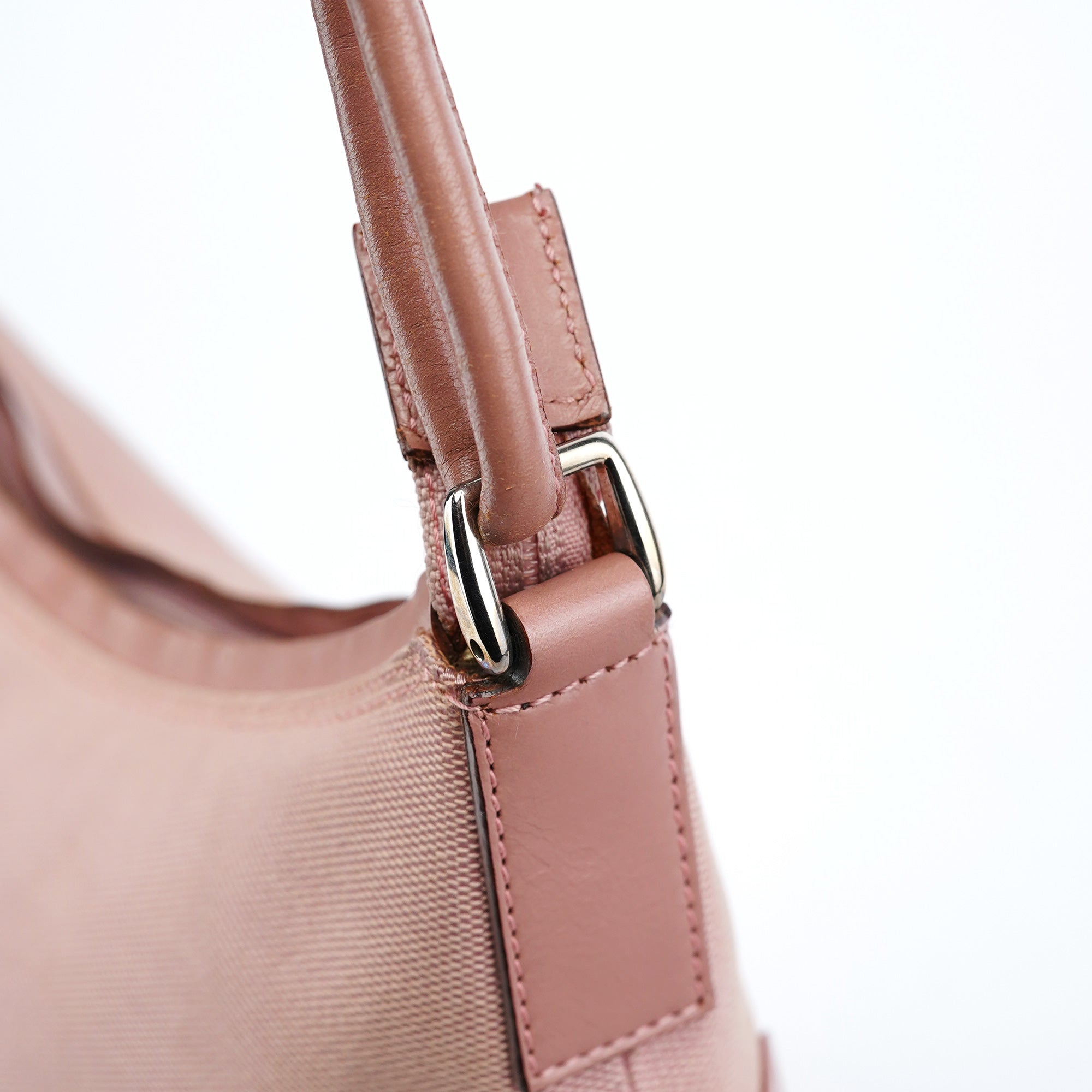 Soft Pink Canvas Leather Shoulder Bag
