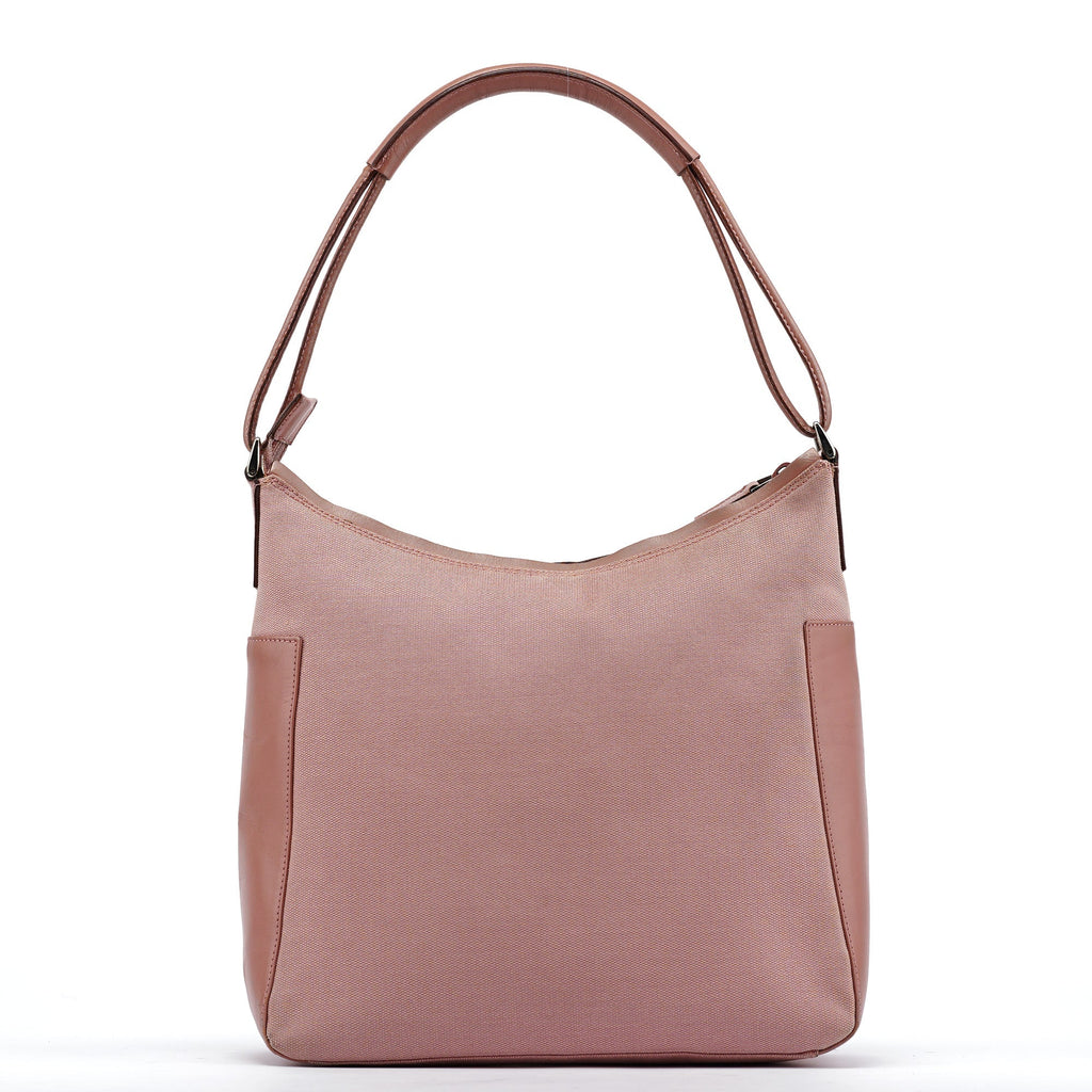 Soft Pink Canvas Leather Shoulder Bag
