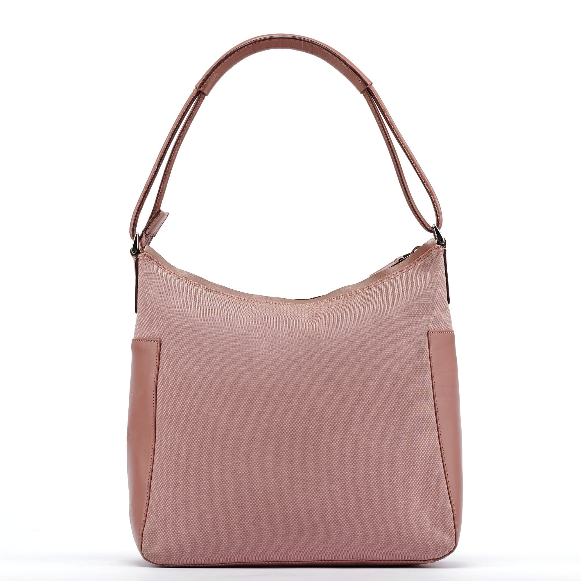 Soft Pink Canvas Leather Shoulder Bag