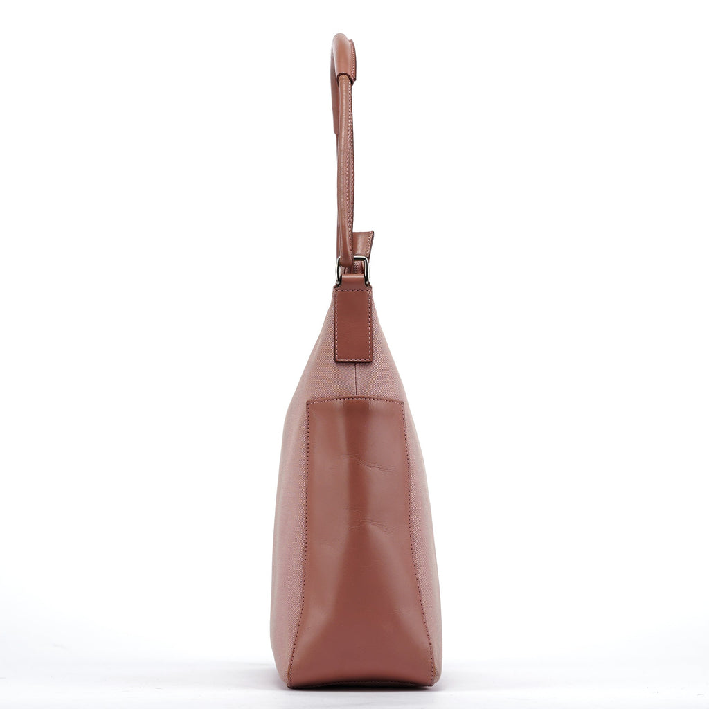 Soft Pink Canvas Leather Shoulder Bag