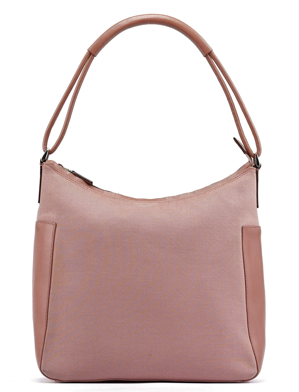 Soft Pink Canvas Leather Shoulder Bag