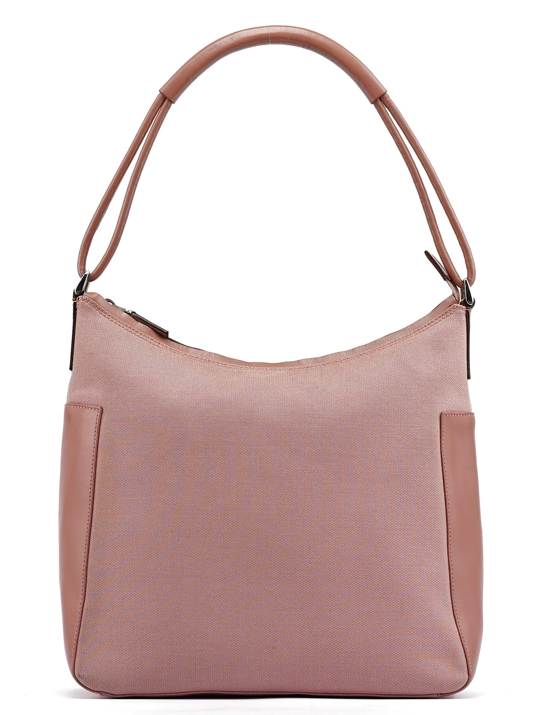 Soft Pink Canvas Leather Shoulder Bag