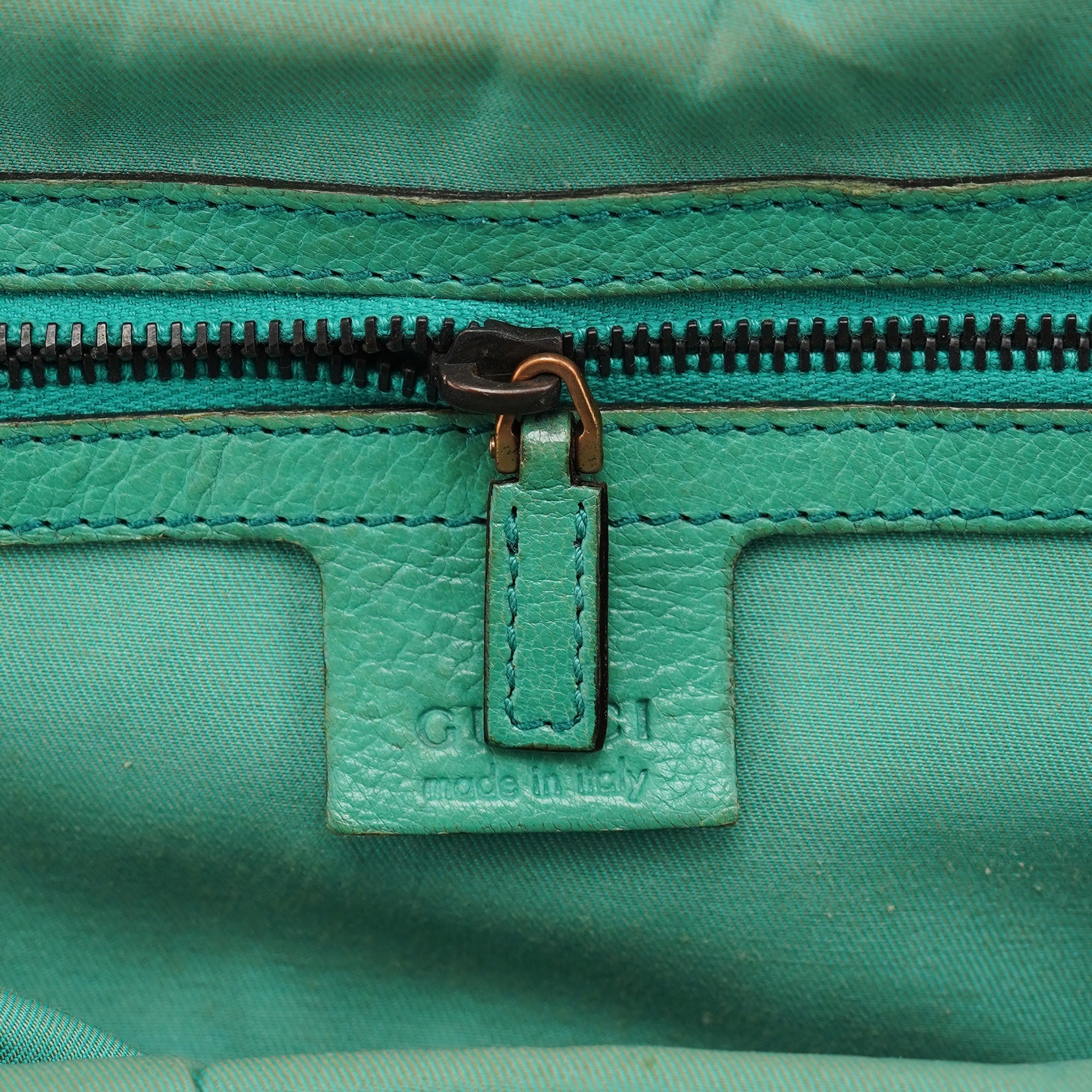 Turquoise Calfskin Bamboo Shoulder Bag