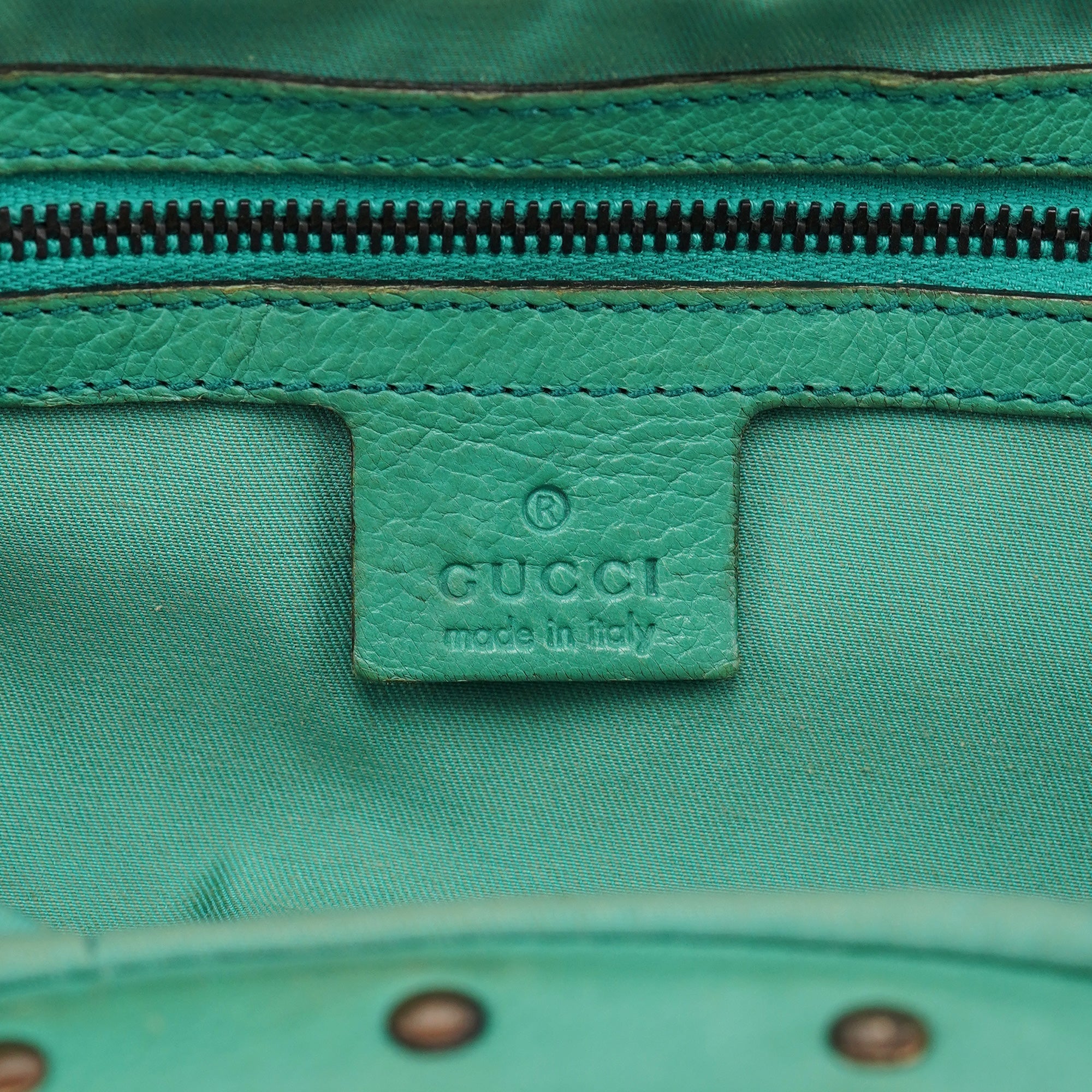 Turquoise Calfskin Bamboo Shoulder Bag