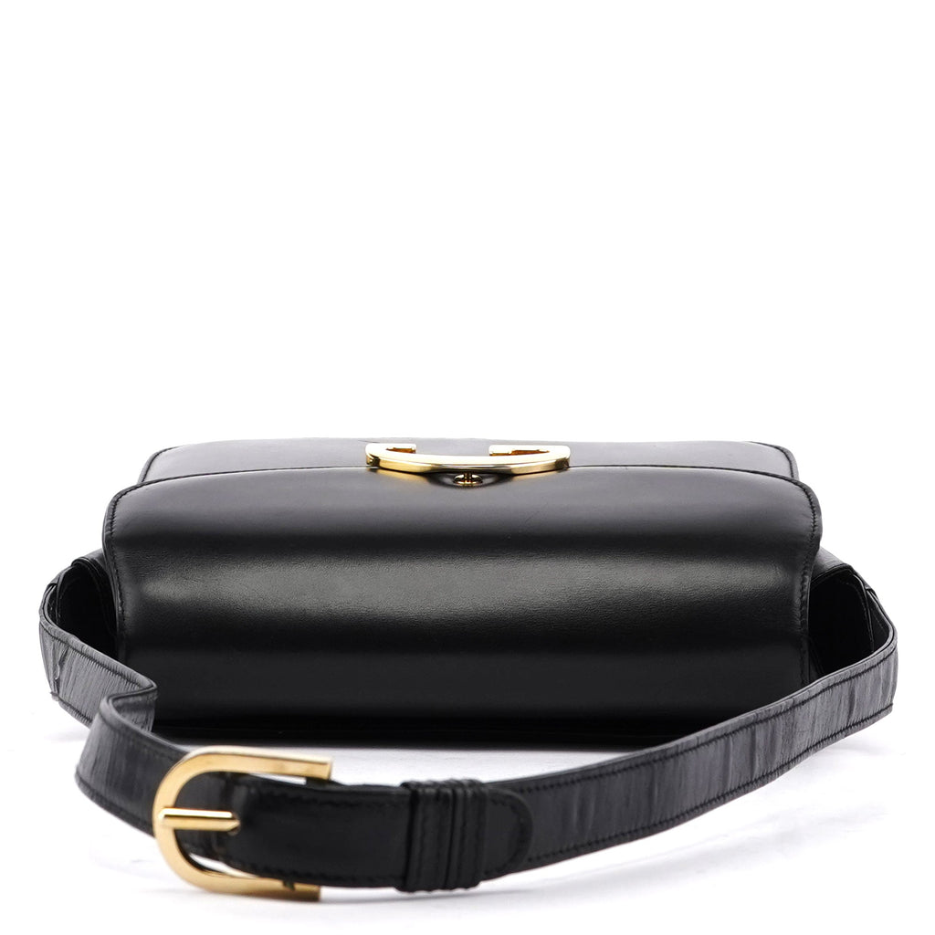 Vintage Black Calfskin G Shoulder Bag