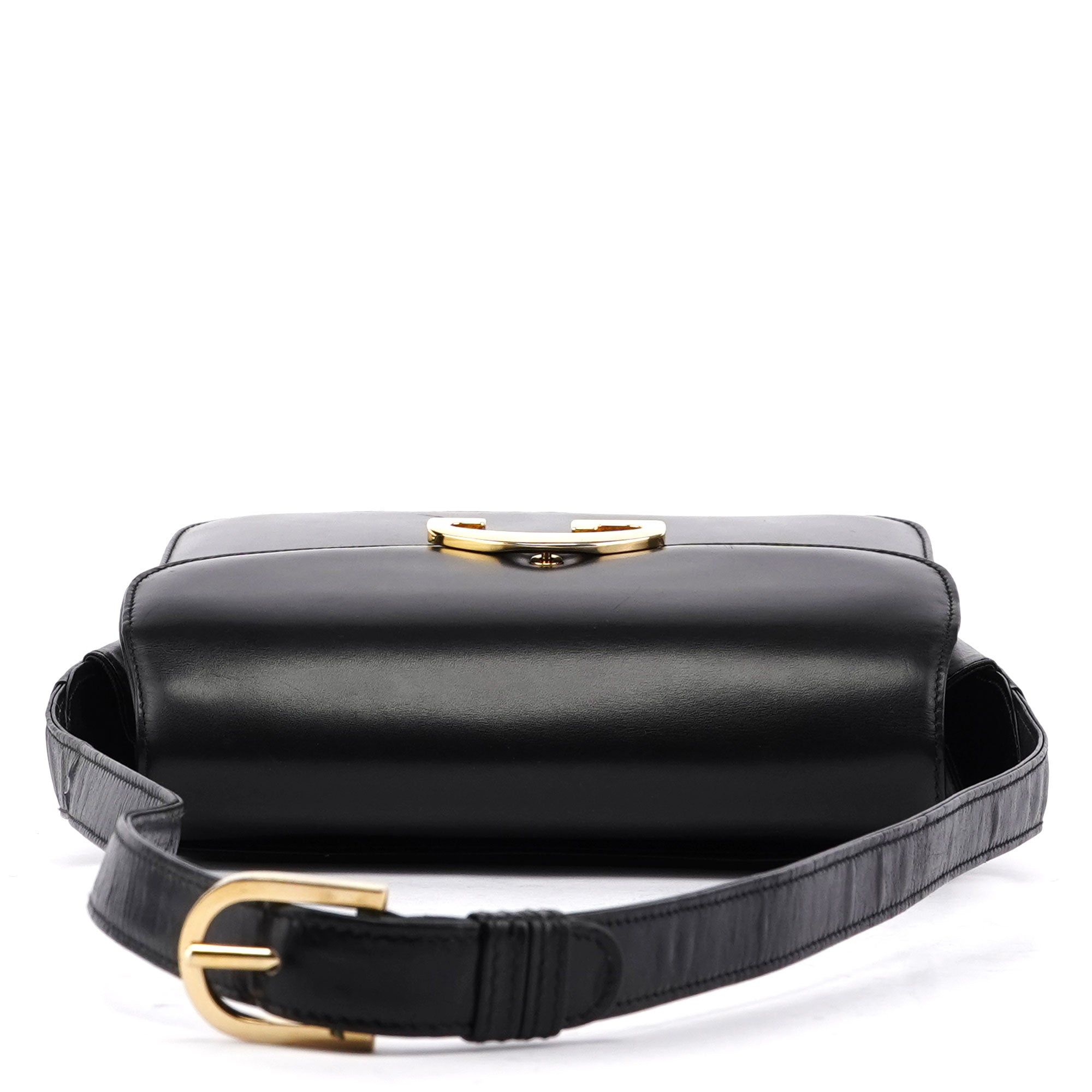 Vintage Black Calfskin G Shoulder Bag