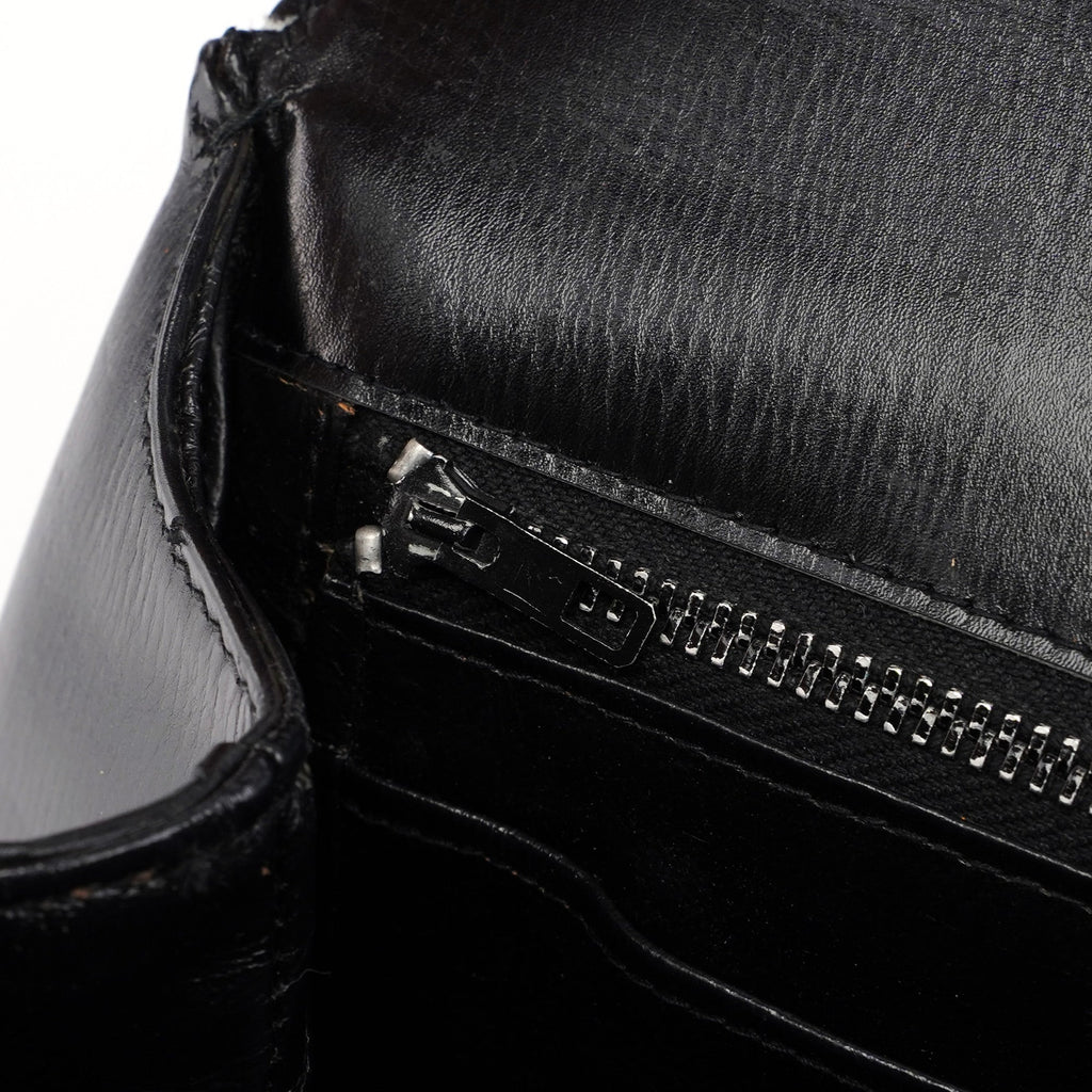 Vintage Black Calfskin Lapis Lazuli Shoulder Bag