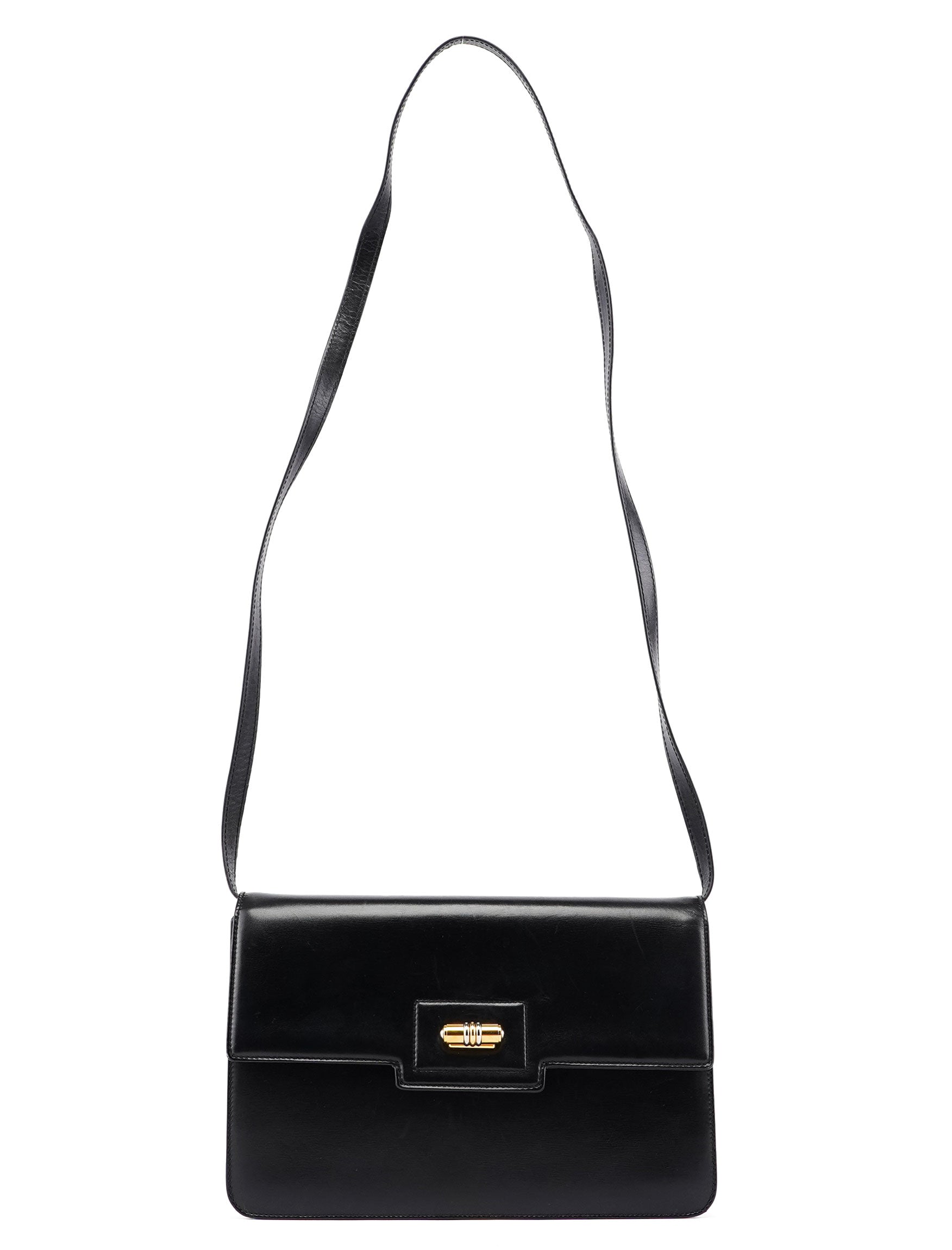 Vintage Black Calfskin Shoulder Bag
