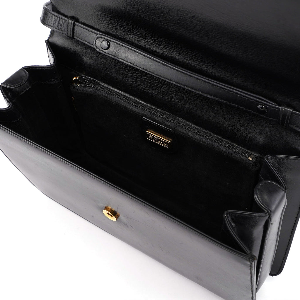 Vintage Black Calfskin Shoulder Bag